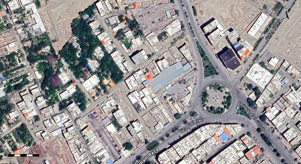 نقشه با تصویر هوایی - ماهواره ای شهر امیریه در اتوکد با مختصات UTM