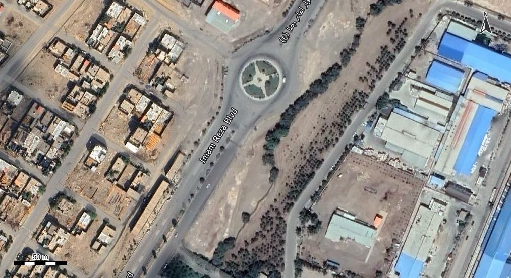 نقشه همراه با تصویر هوایی - ماهواره ای خرو در اتوکد با مختصات UTM