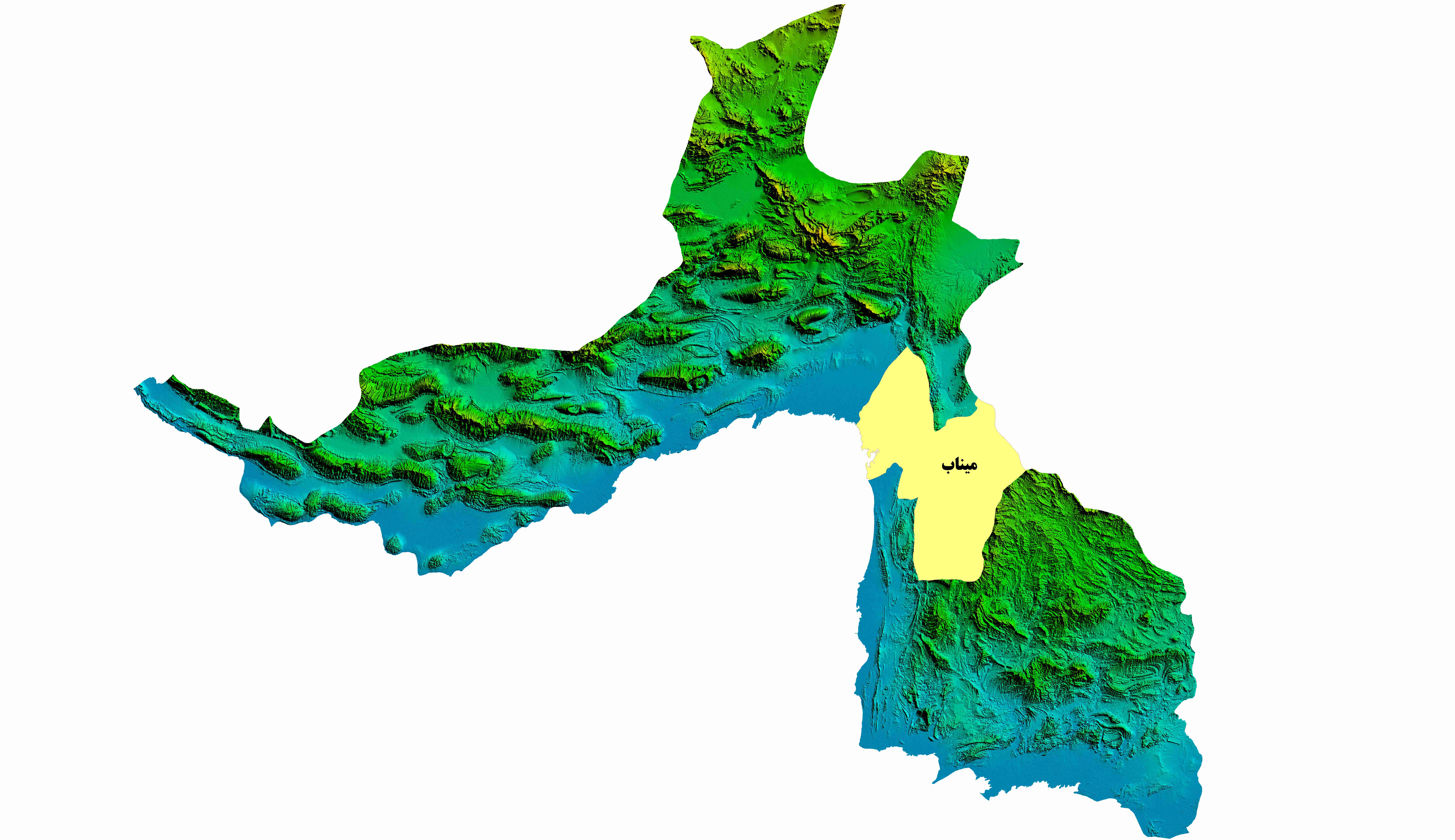 نقشه DEM  استان هرمزگان-شهرستان میناب