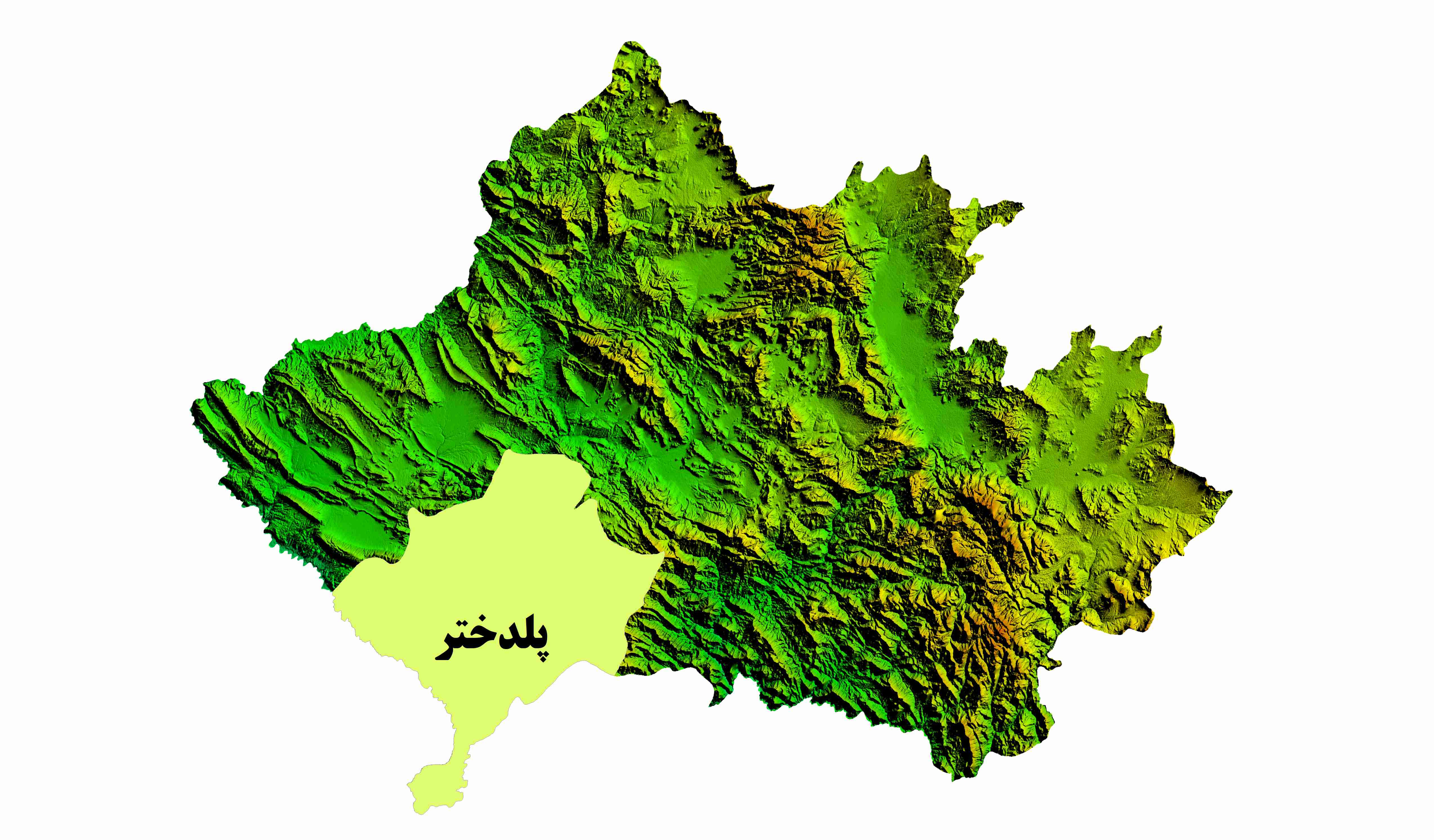 نقشه DEM  استان لرستان-شهرستان پلدختر