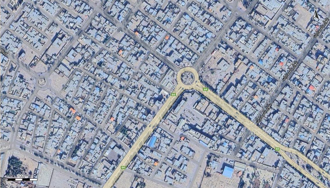 نقشه همراه با تصویر هوایی - ماهواره ای شهر مهران در اتوکد با مختصات UTM