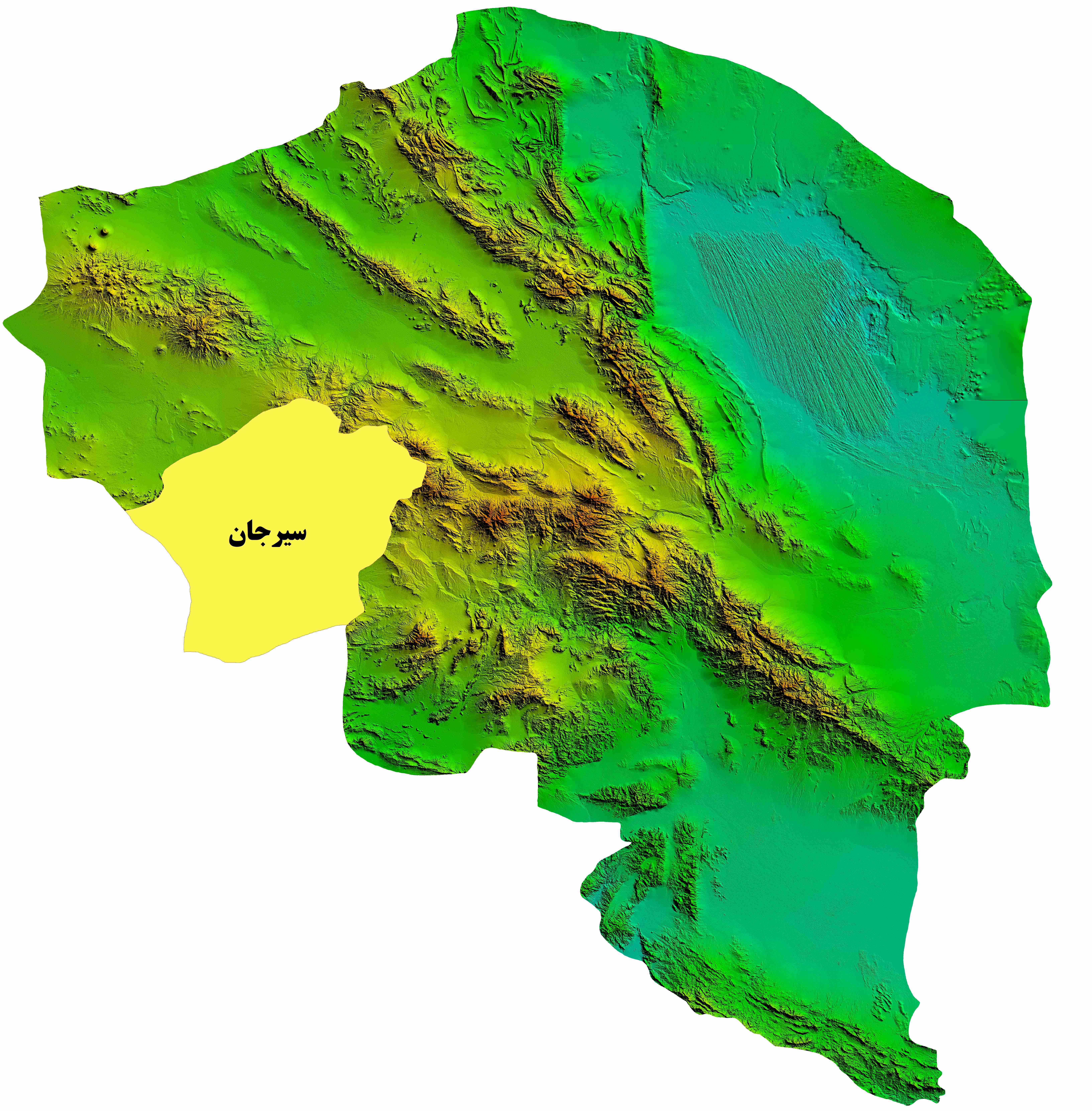 نقشه DEM استان کرمان-شهرستان سیرجان