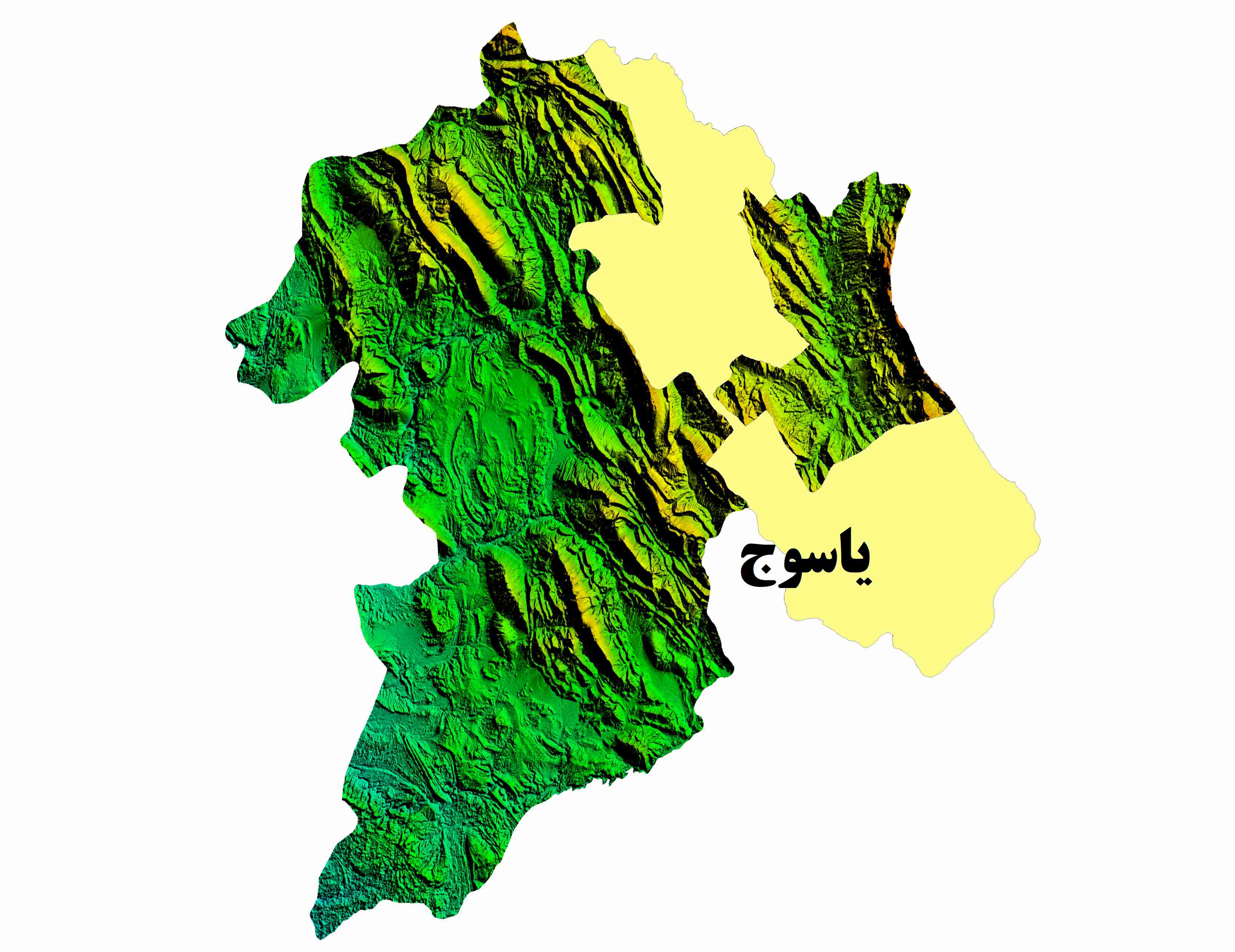 نقشه DEM  استان کهگلویه و بویر احمد-شهرستان یاسوج
