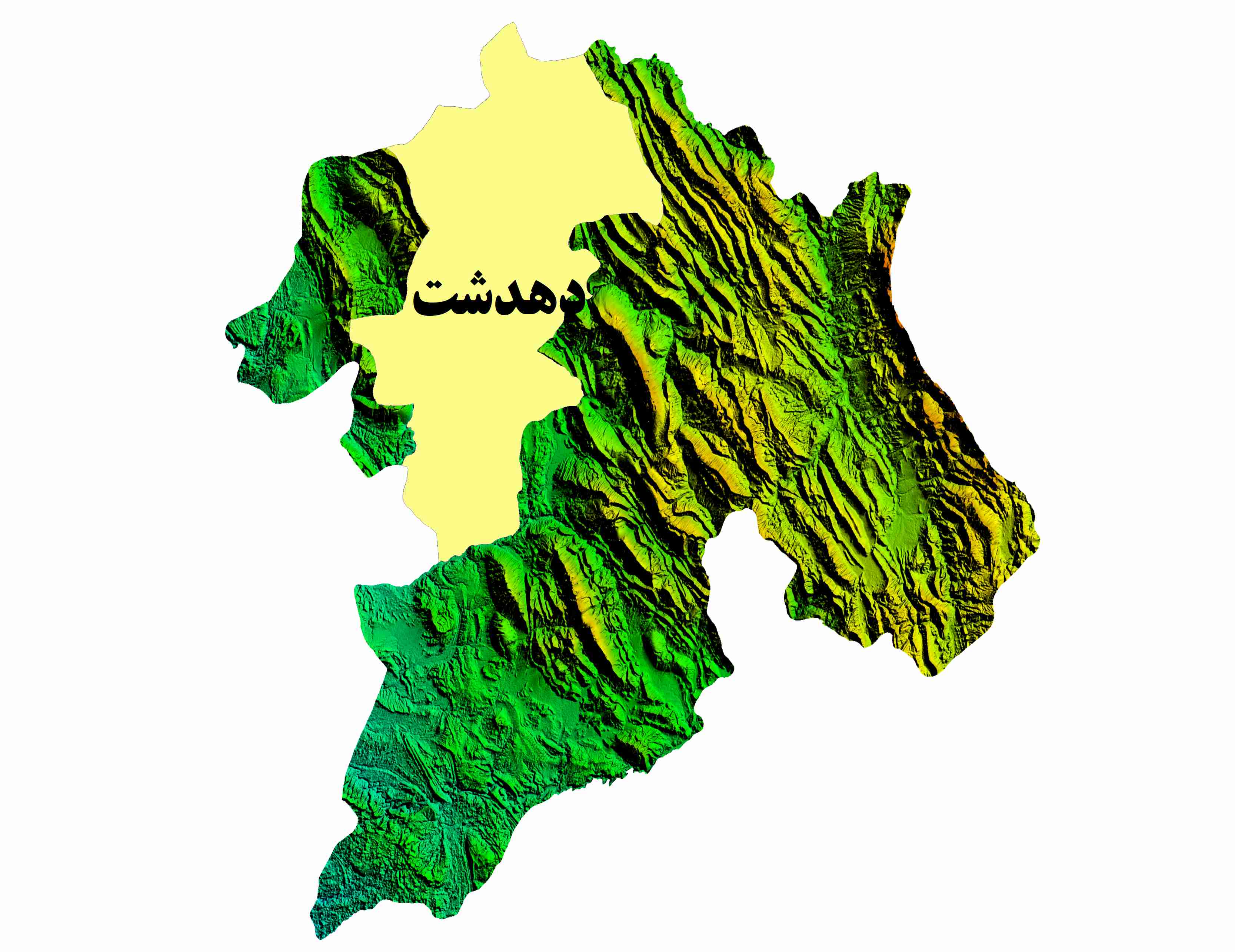 نقشه DEM  استان کهگلویه و بویر احمد-شهرستان دهدشت