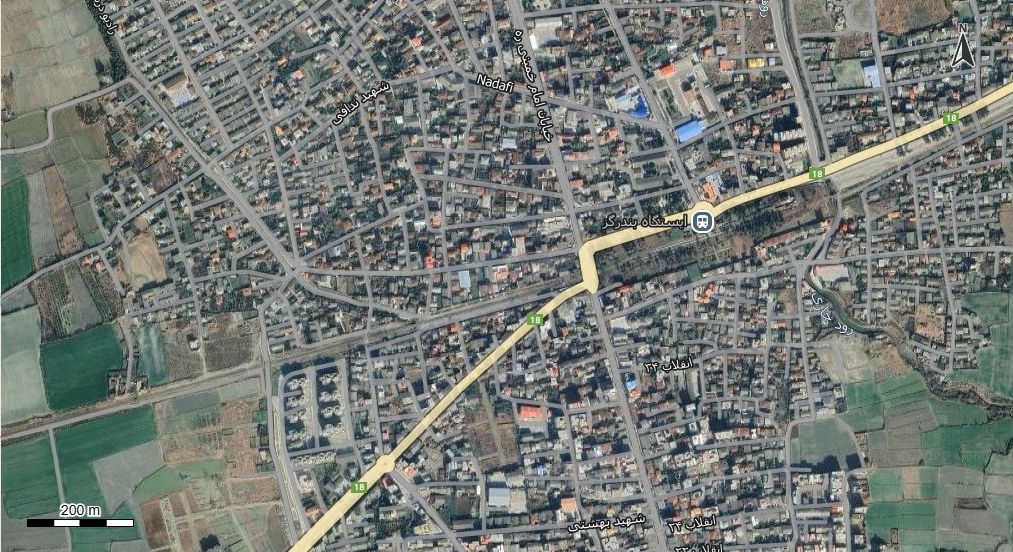 نقشه همراه با تصویر هوایی - ماهواره ای شهر بندرگز در اتوکد با مختصات UTM