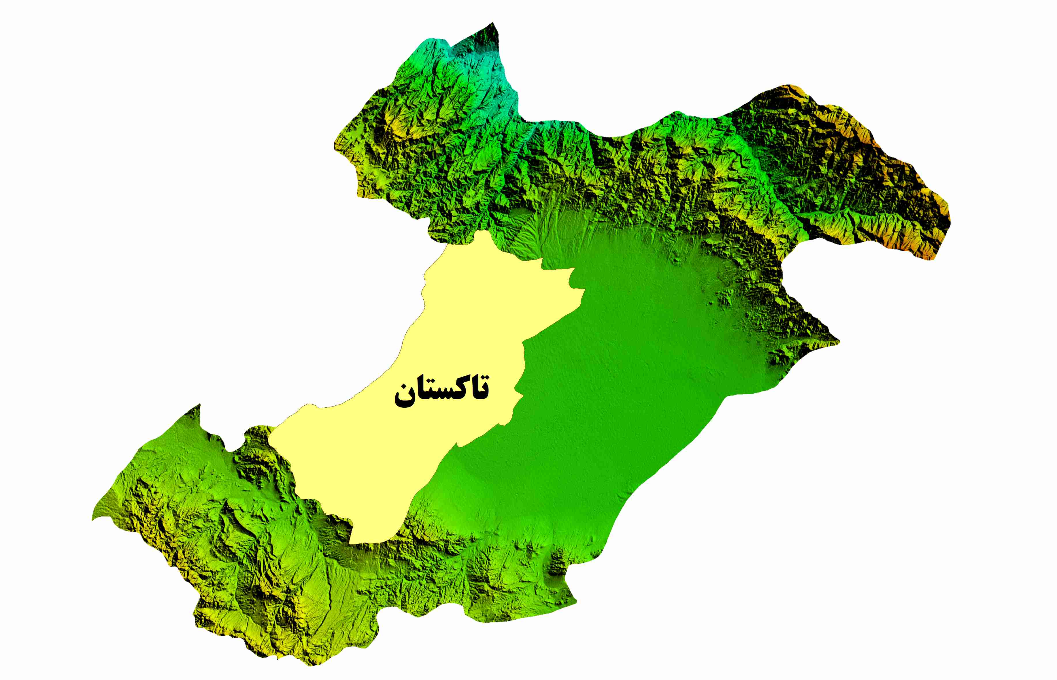 نقشه DEM استان قزوین-شهرستان تاکستان