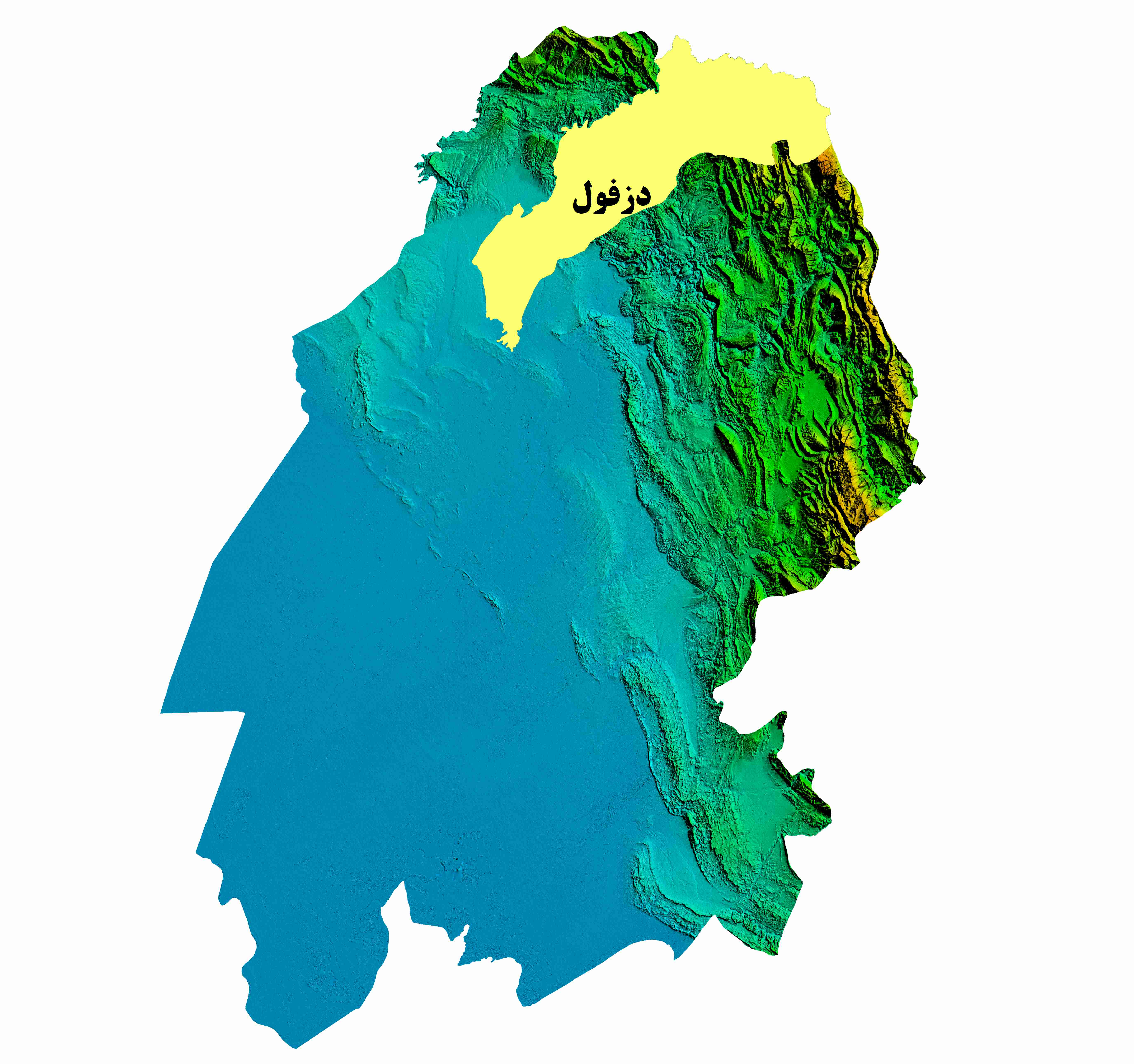 نقشه DEM  استان خوزستان-شهرستان دزفول