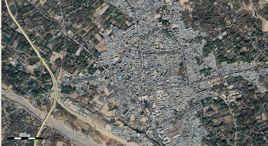 نقشه همراه با تصویر هوایی - ماهواره ای شهر آذرشهر در اتوکد با مختصات UTM