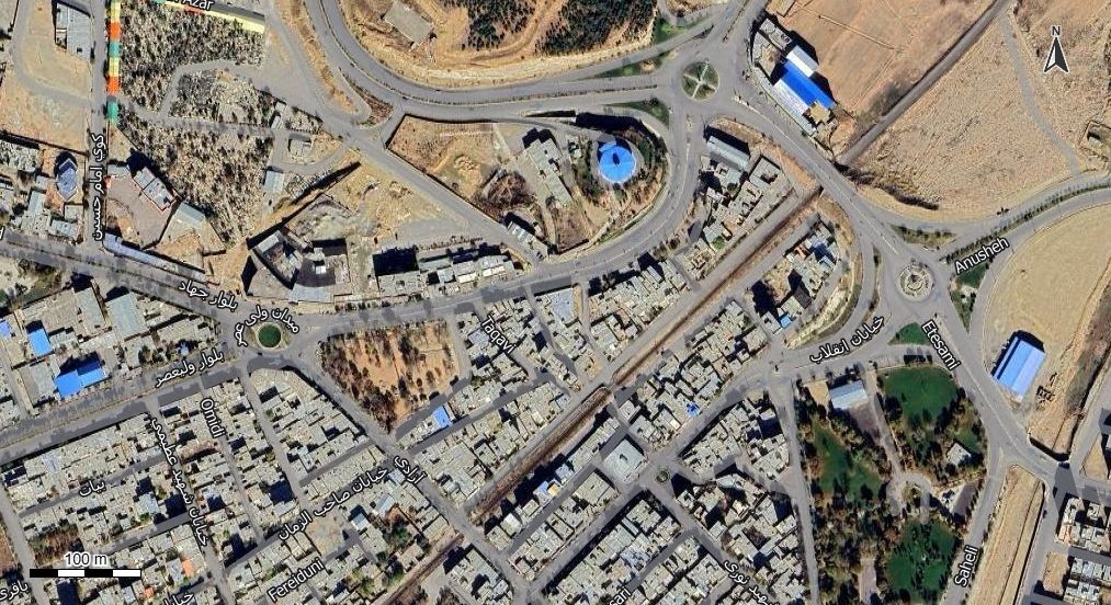 نقشه همراه با تصویر هوایی - ماهواره ای  ازنا در اتوکد با مختصات UTM