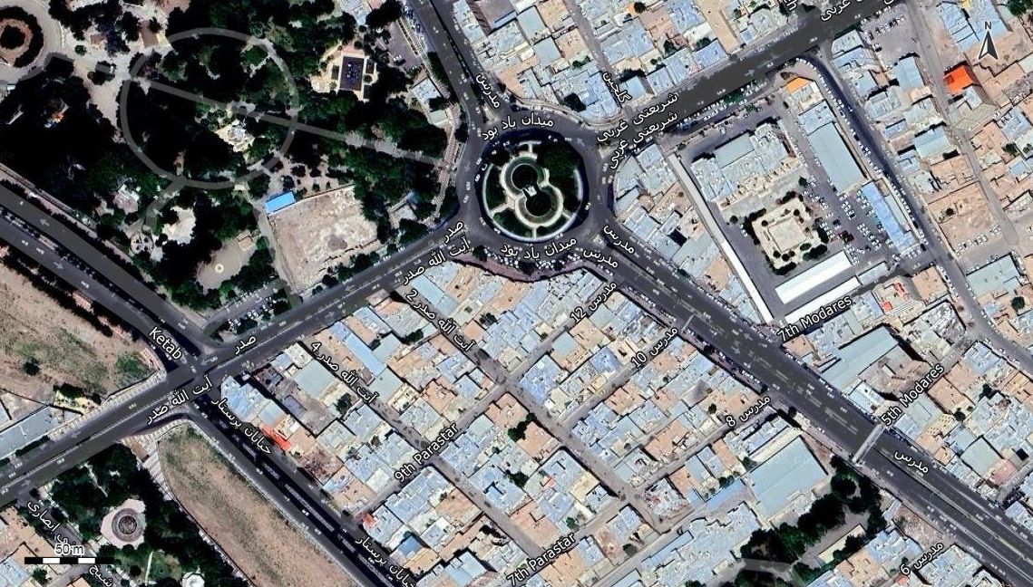 نقشه همراه با تصویر هوایی - ماهواره ای رفسنجان در اتوکد با مختصات UTM