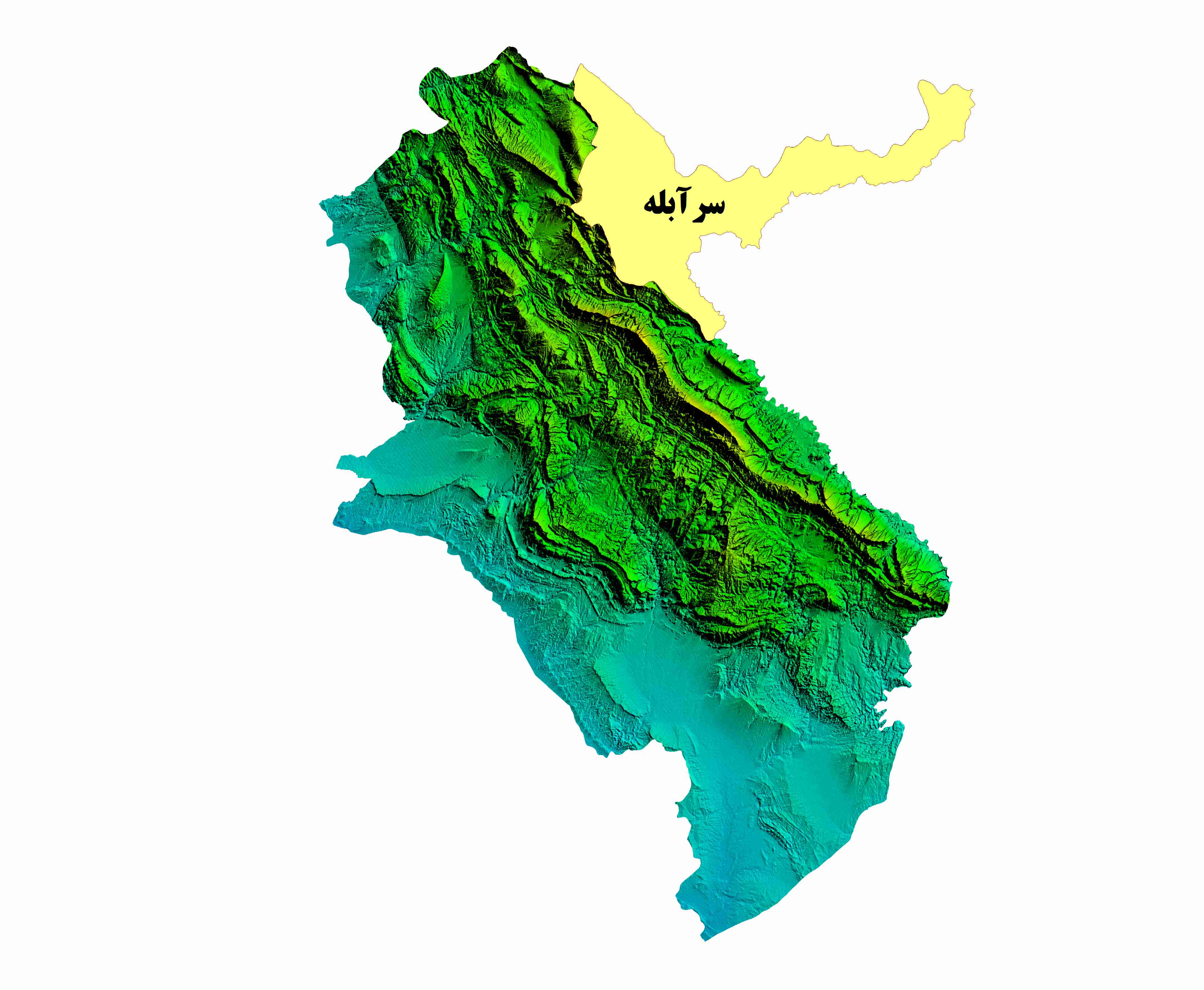 نقشه  DEM استان ایلام-شهرستان سرآبله