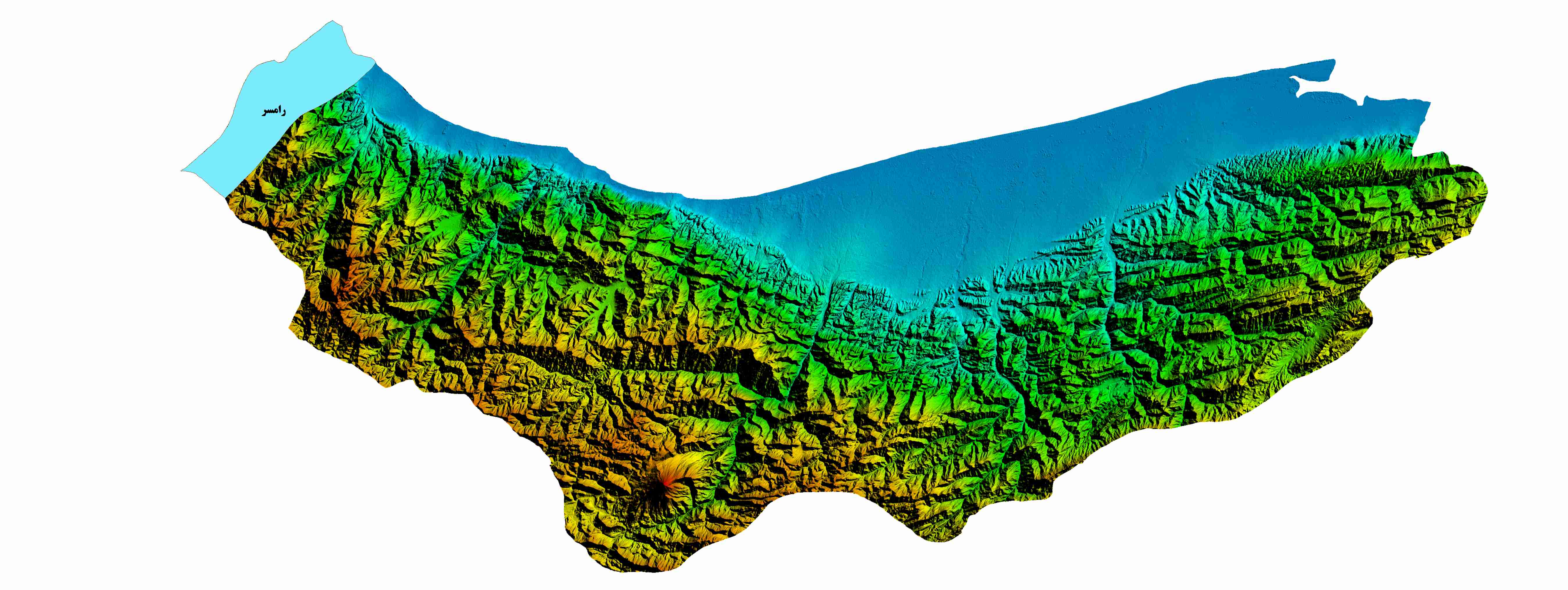 نقشه DEM استان مازندران-شهررامسر