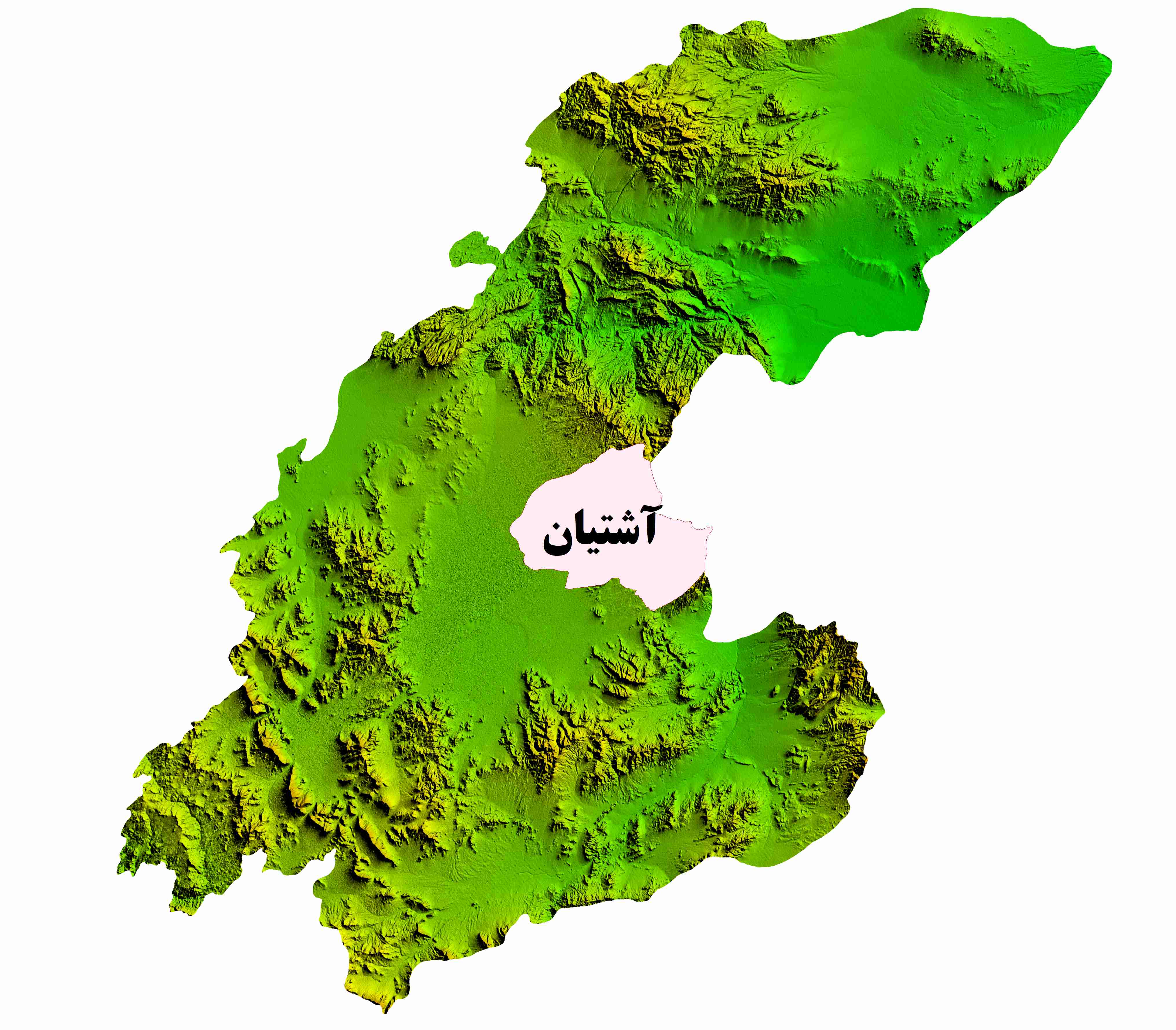 نقشه DEM  استان مرکزی-شهرستان آشتیان