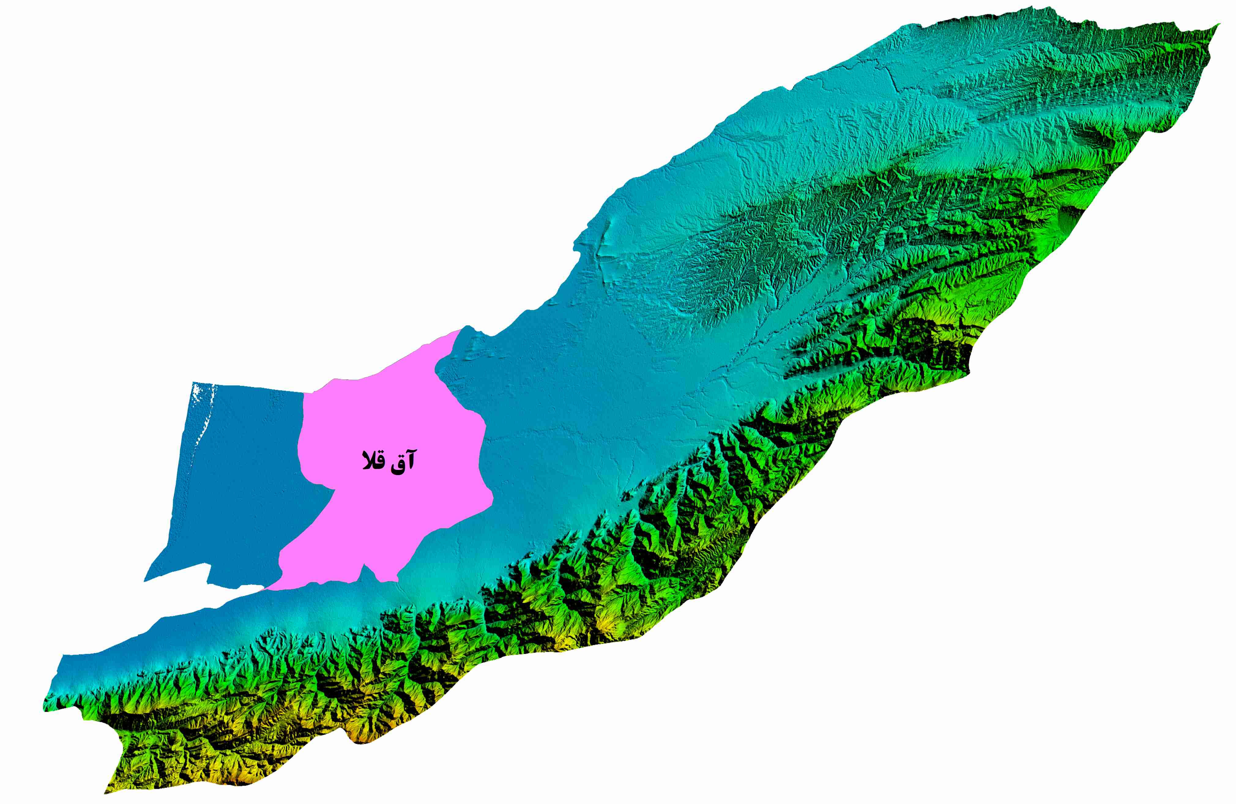 نقشه DEM  استان گلستان-شهرستان آق قلا