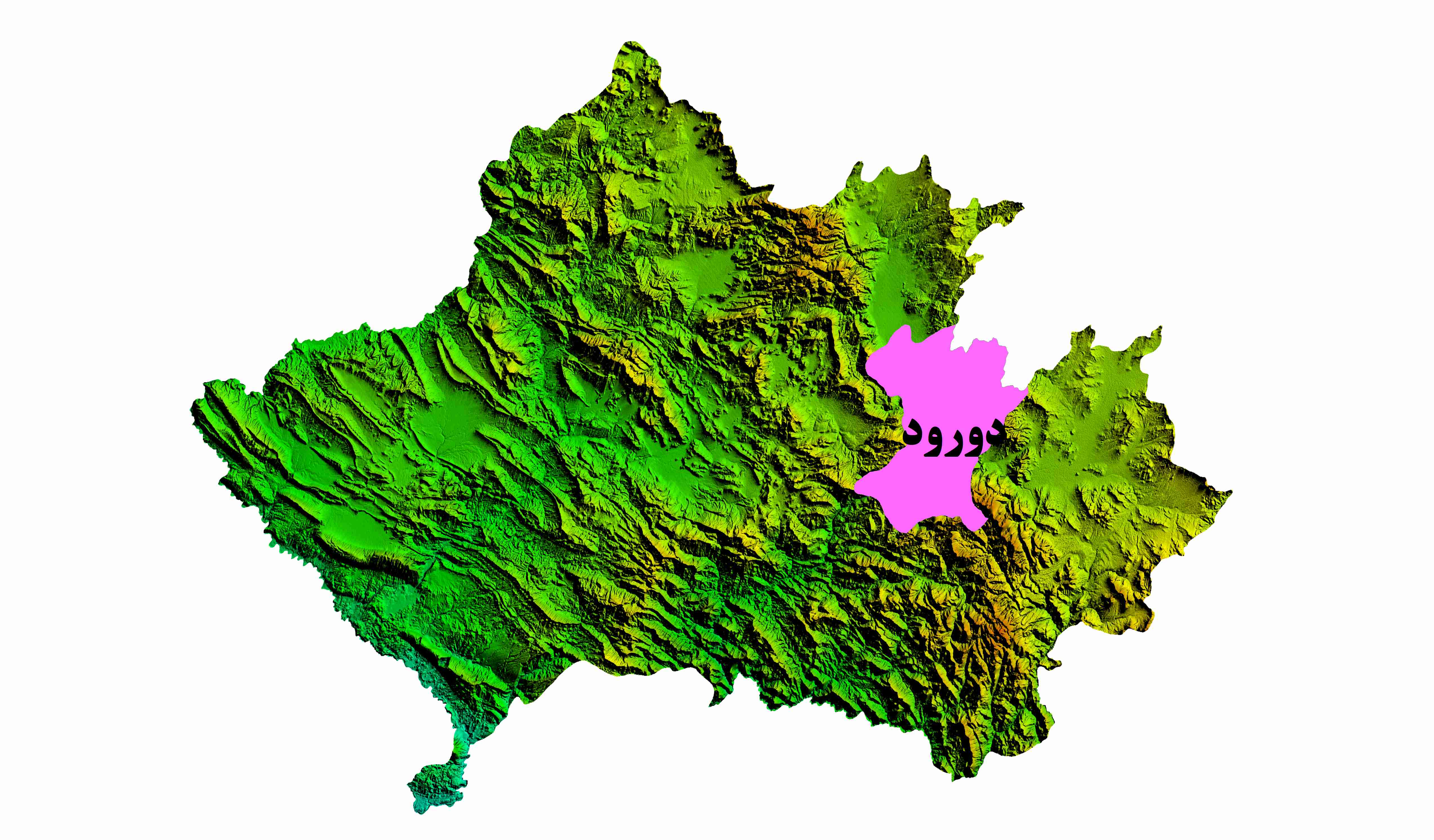نقشه DEM  استان لرستان-شهرستان درود