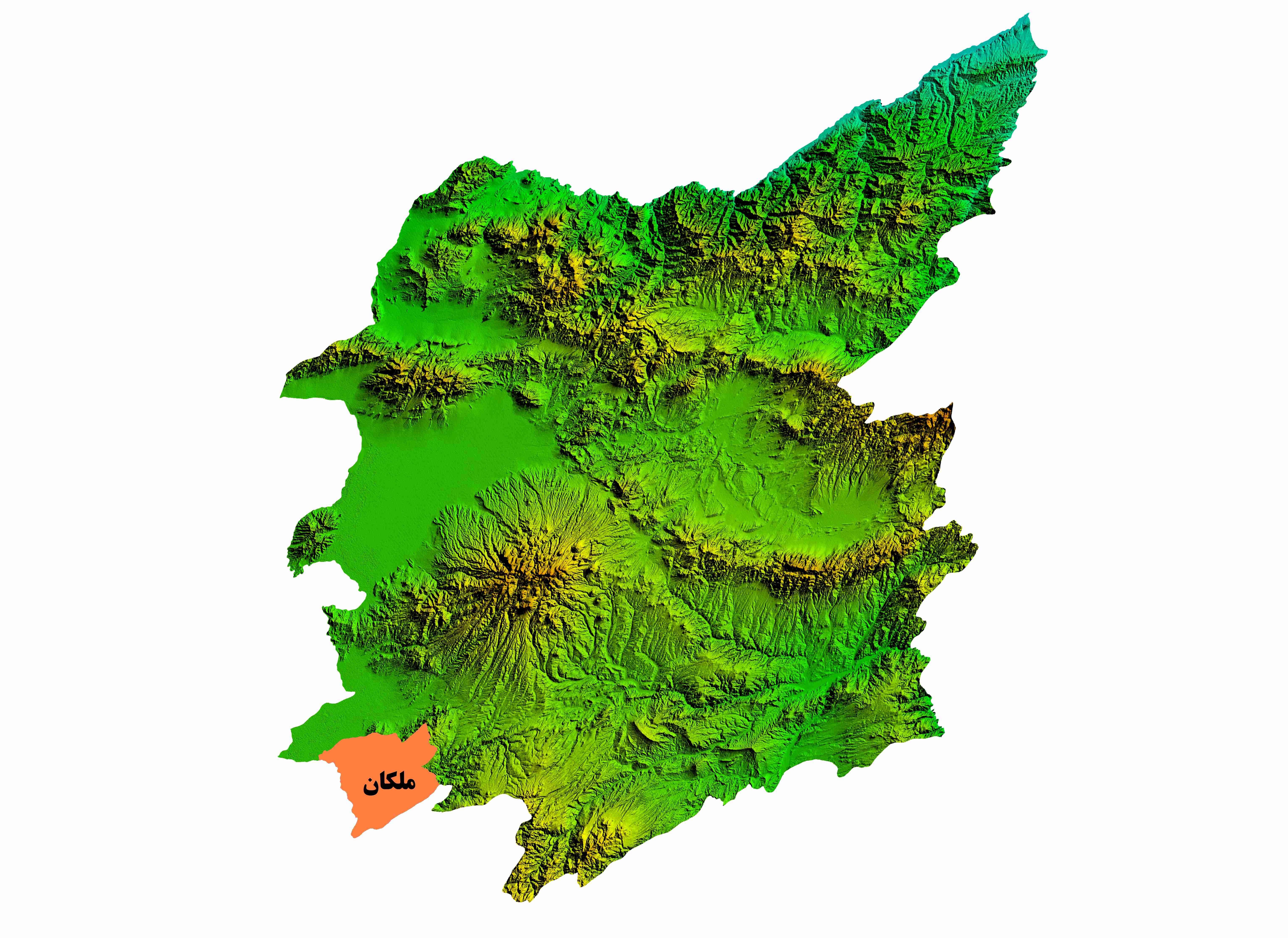 نقشه DEM استان آذربایجان شرقی-شهرستان ملکان