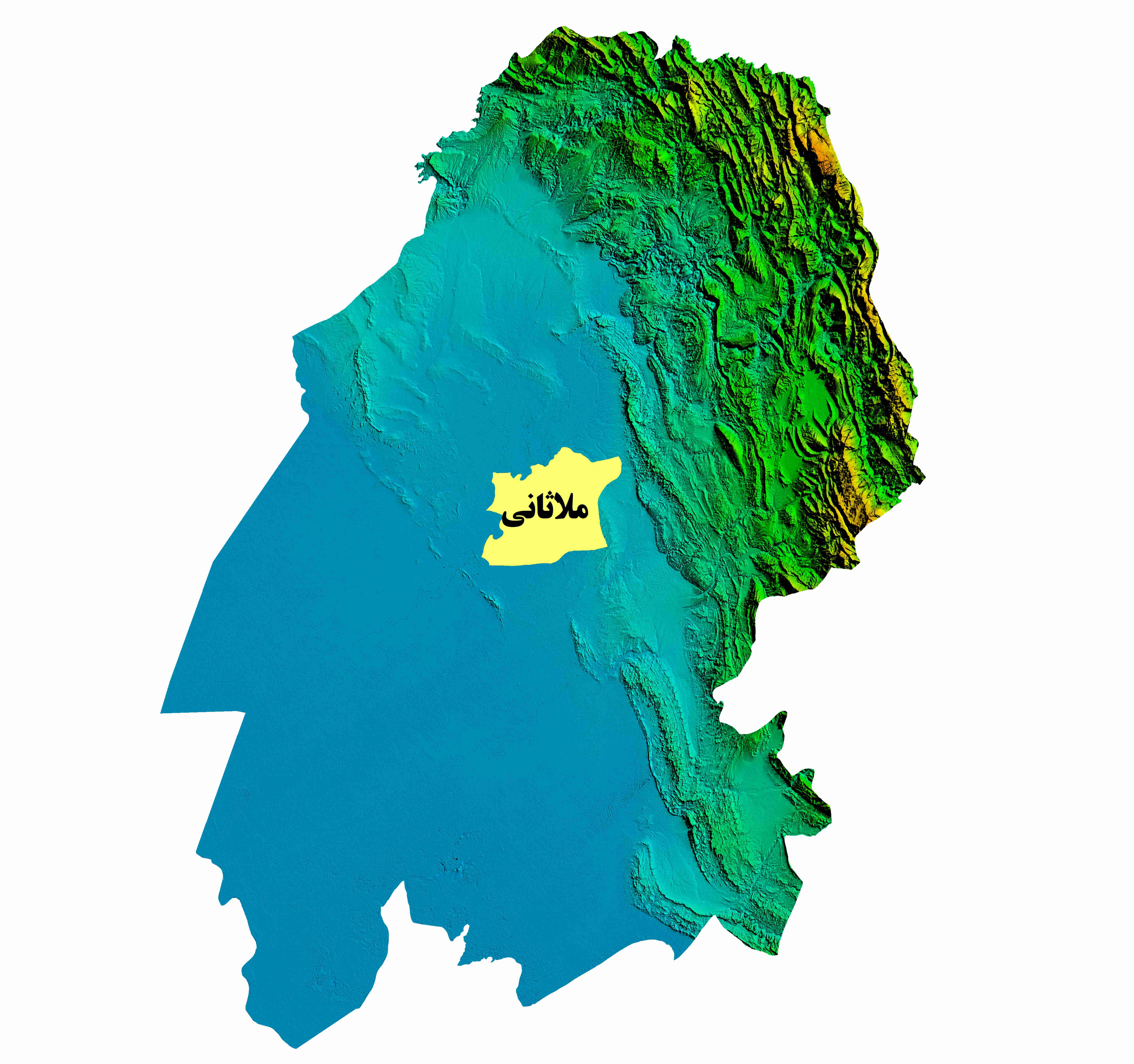 نقشه DEM  استان خوزستان-شهرستان ملاثانی