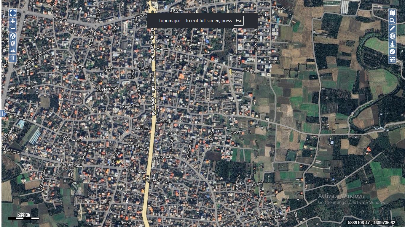 نقشه همراه با تصویر هوایی ماهواره ای شهر جویبار  در اتوکد با مختصات UTM