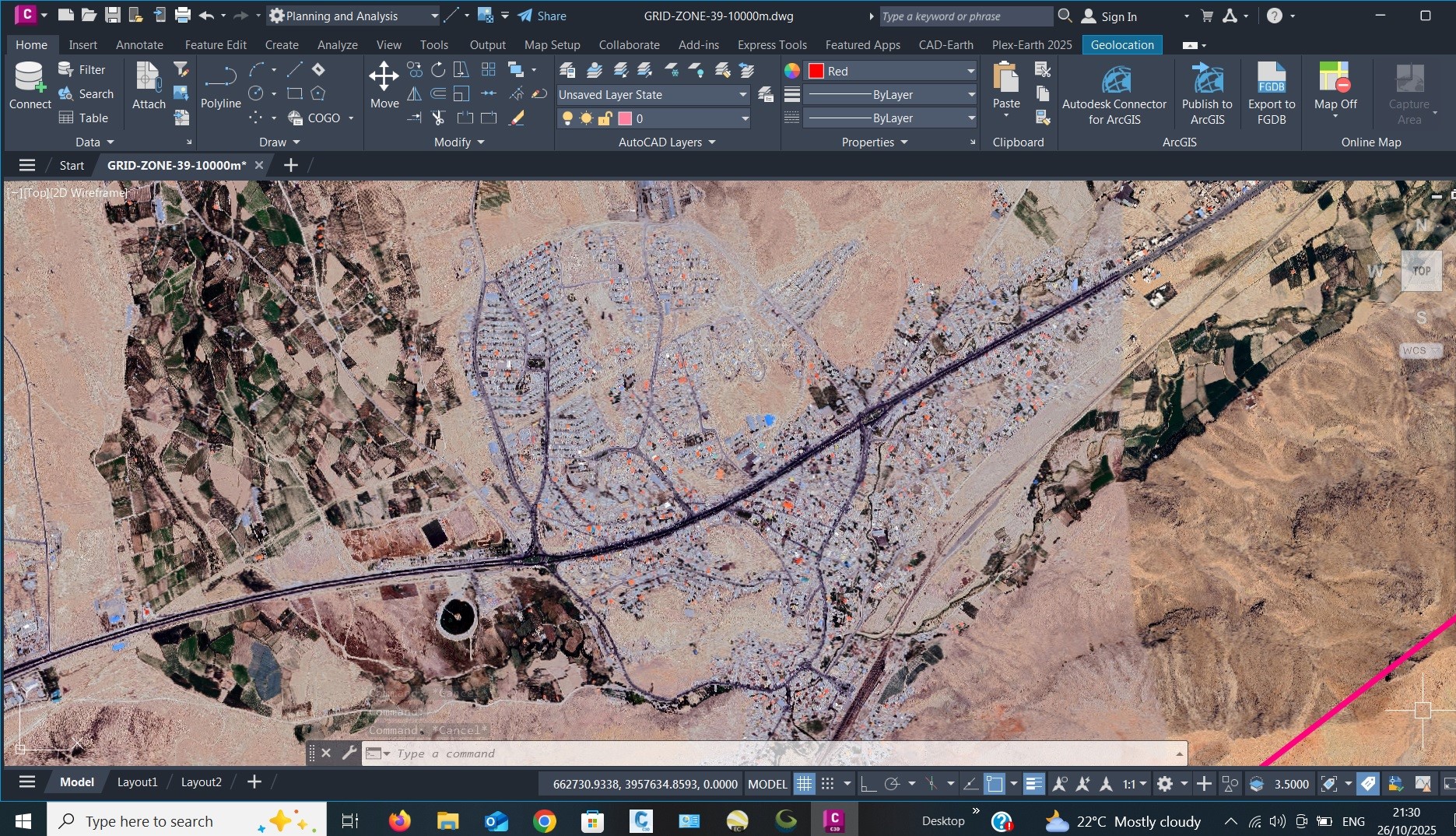 نقشه با تصویر هوایی ماهواره ای شهر فیروزکوه با مختصات UTM