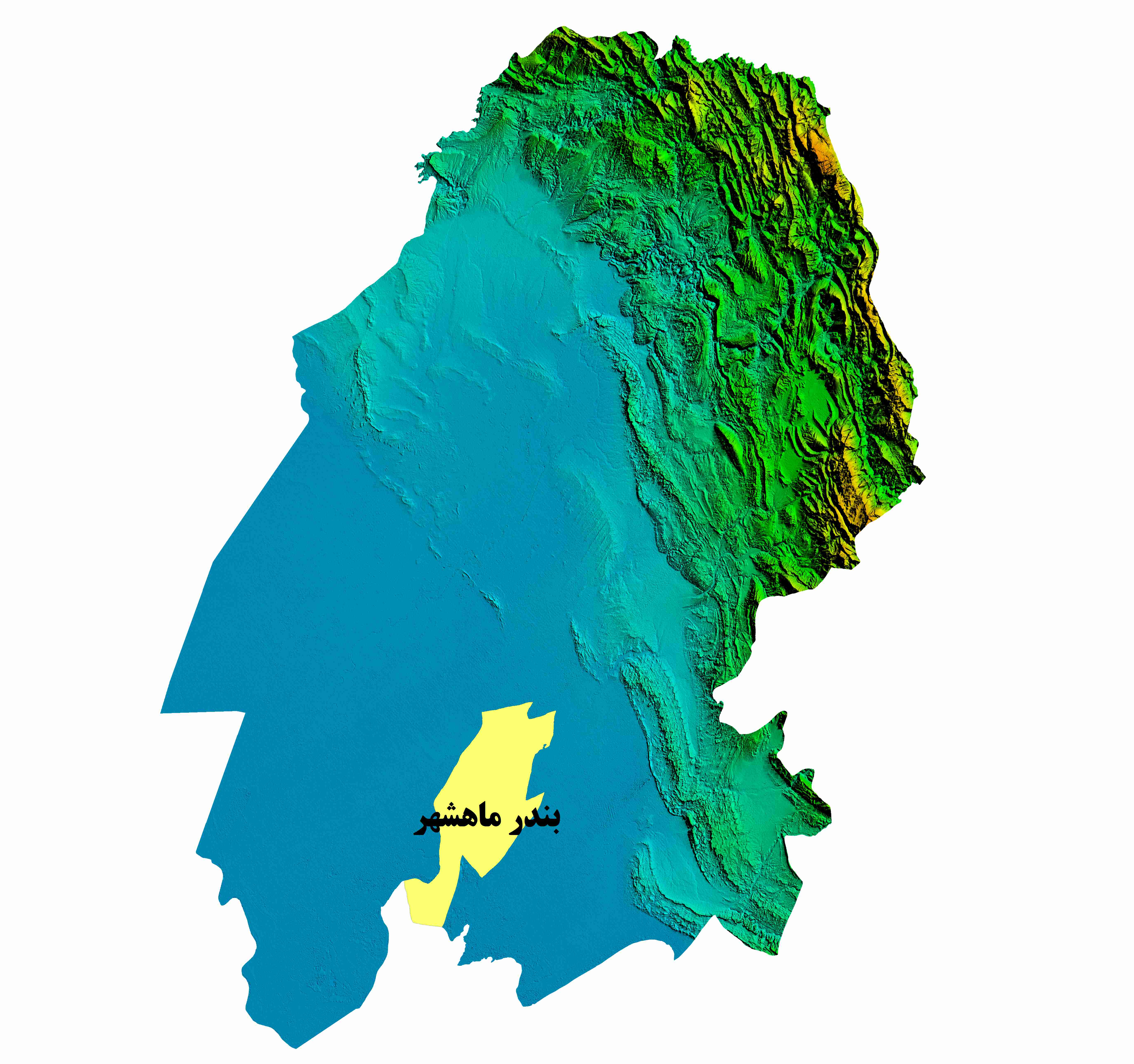 نقشه DEM  استان خوزستان-شهرستان بندر ماهشهر