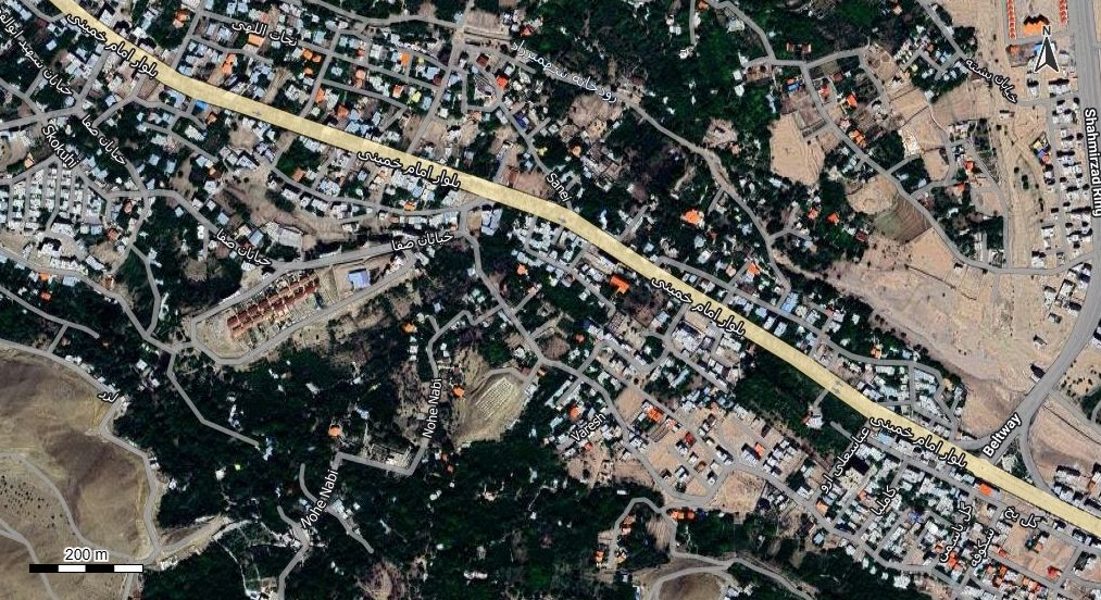 نقشه همراه با تصویر هوایی - ماهواره ای شهمیرزاد  در اتوکد با مختصات UTM