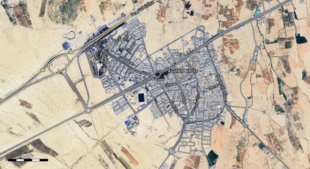 نقشه همراه با تصویر هوایی - ماهواره ای سرخه در اتوکد با مختصات UTM