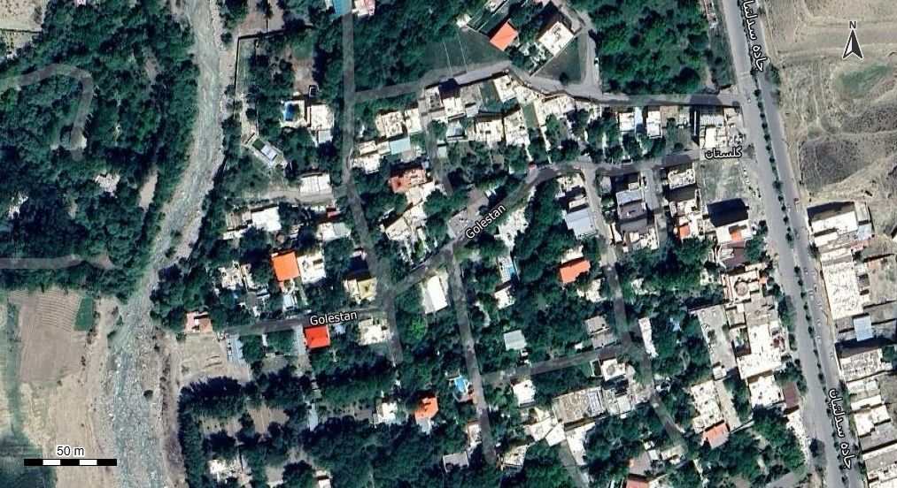 نقشه با تصویر هوایی - ماهواره ای شهر خسرو آباد در اتوکد با مختصات UTM