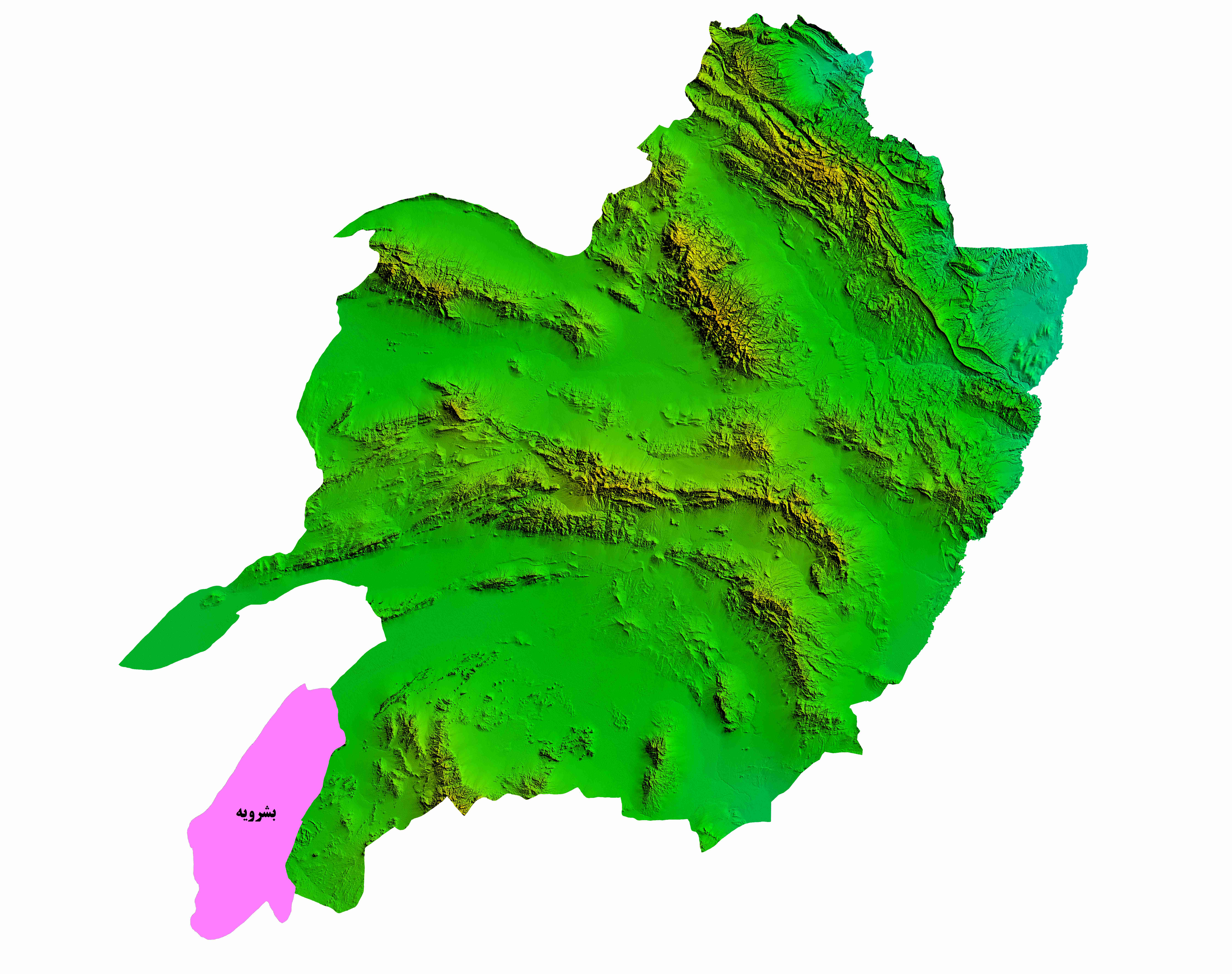نقشه DEM  استان خراسان رضوی - شهرستان بشرویه