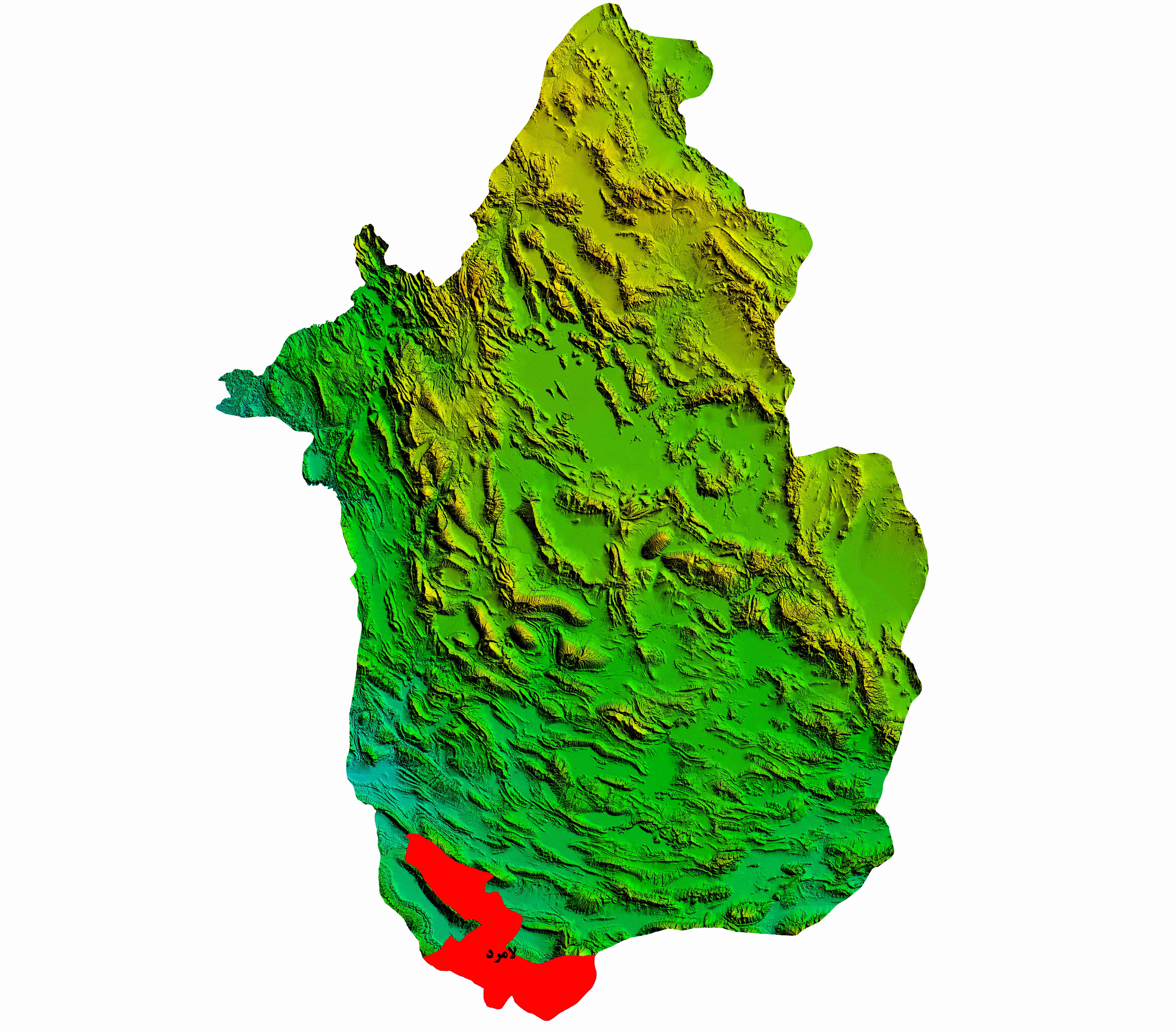 نقشه DEM استان فارس- شهرستان لامرد