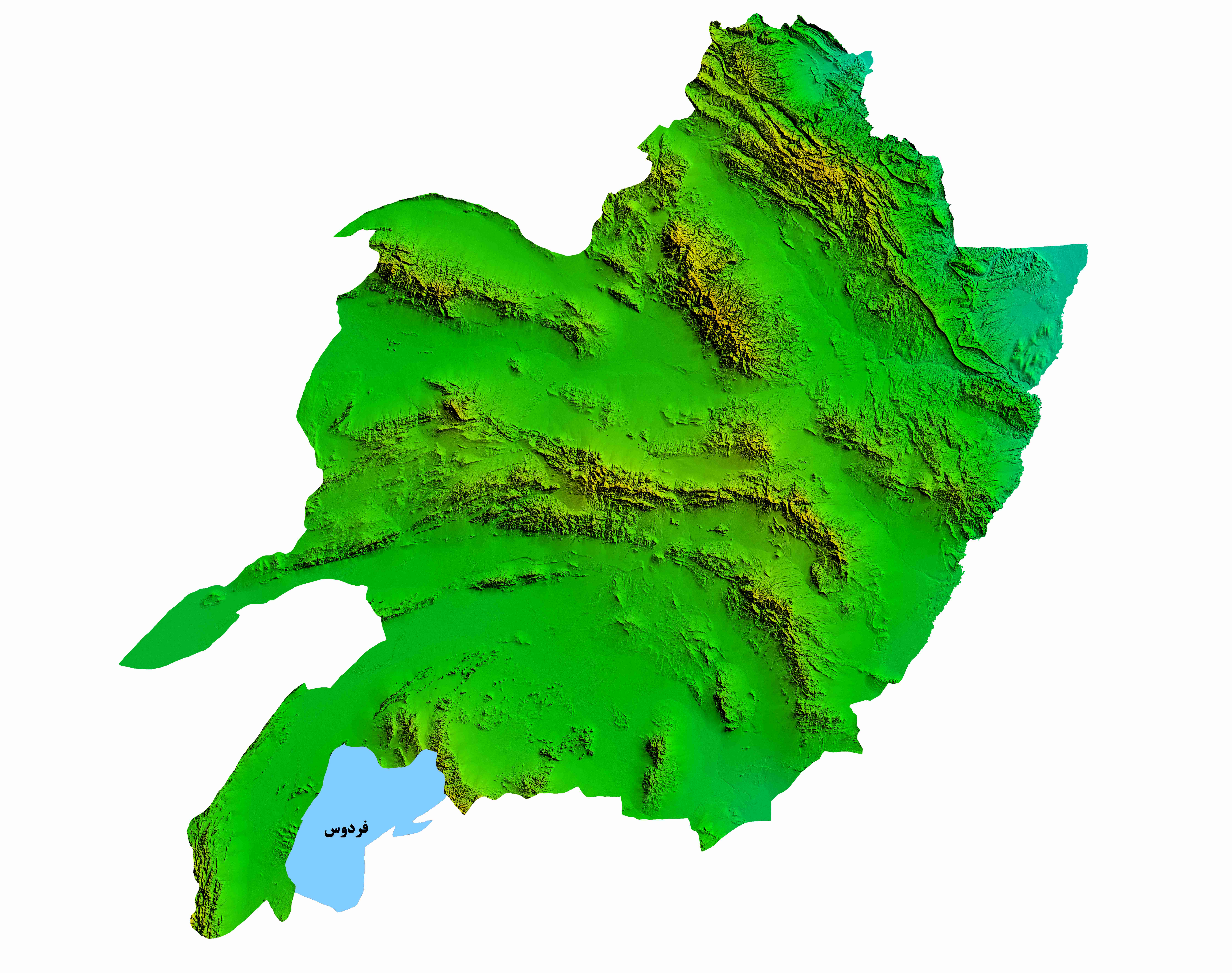 نقشه DEM  استان خراسان رضوی - شهرستان فردوس