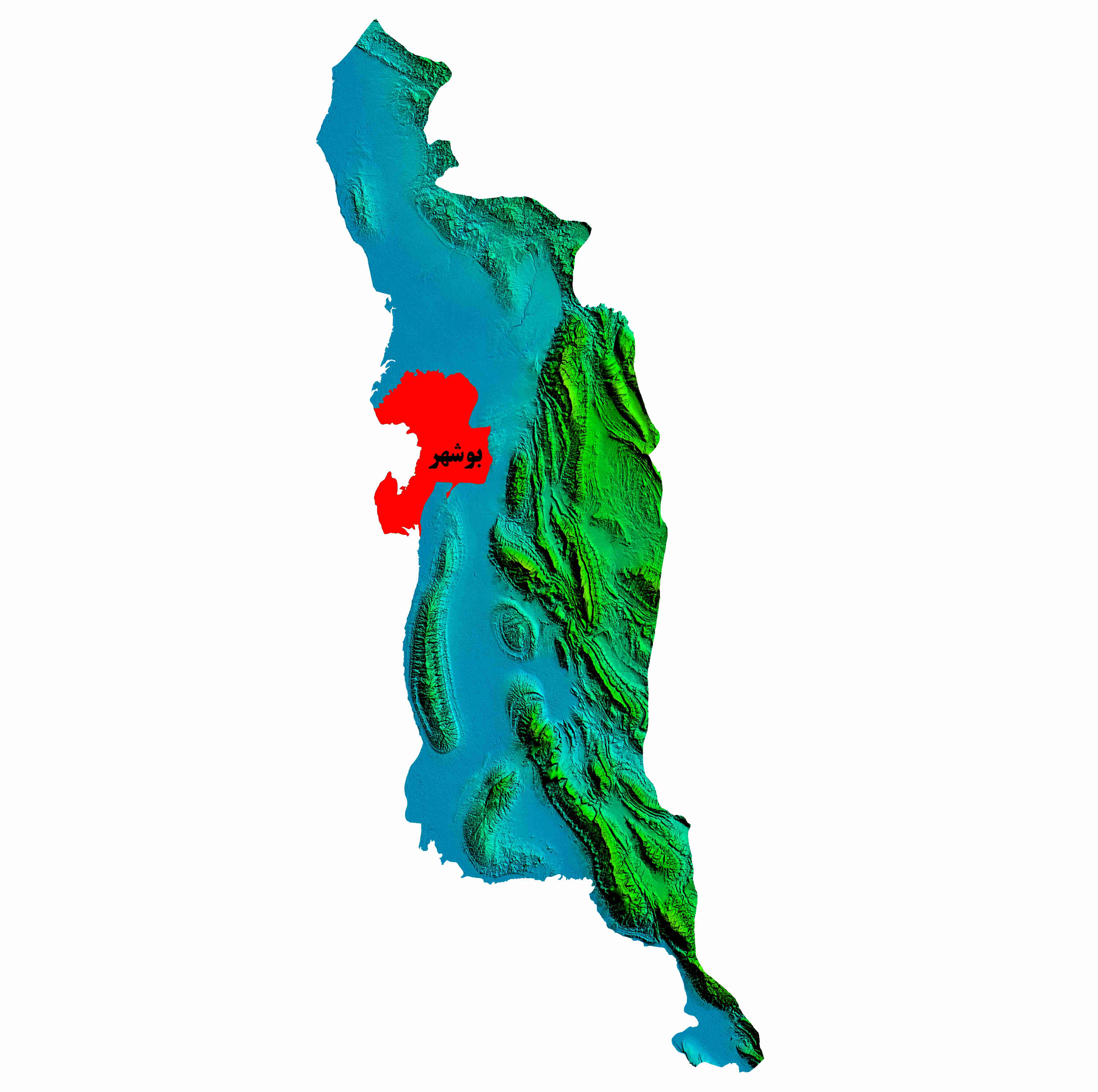 نقشه DEM  استان بوشهر-شهرستان بوشهر