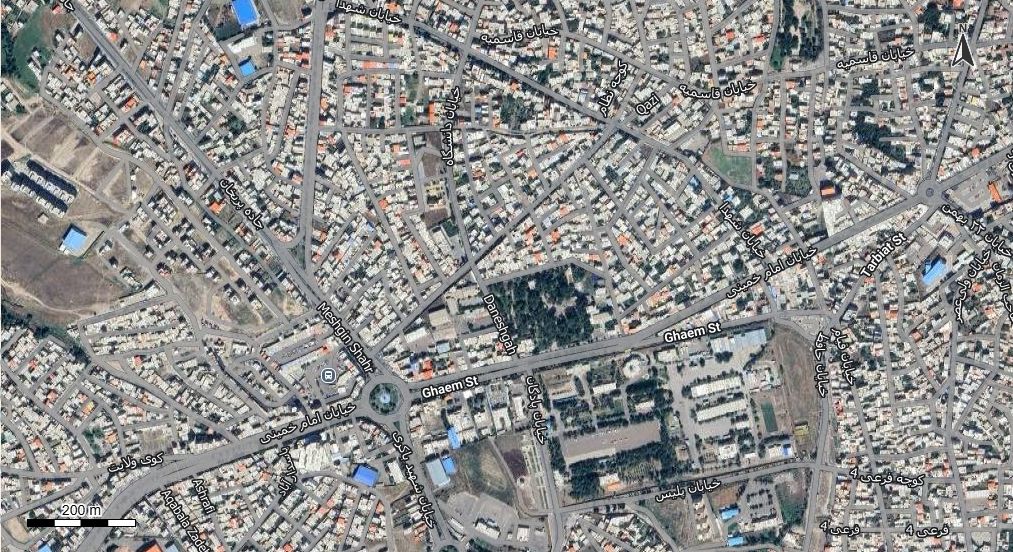 نقشه همراه با تصویر هوایی - ماهواره ای شهر مشکین شهر در اتوکد با مختصات UTM