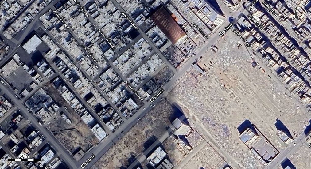 نقشه با تصویر هوایی - ماهواره ای شهر صالحیه در اتوکد با مختصات UTM