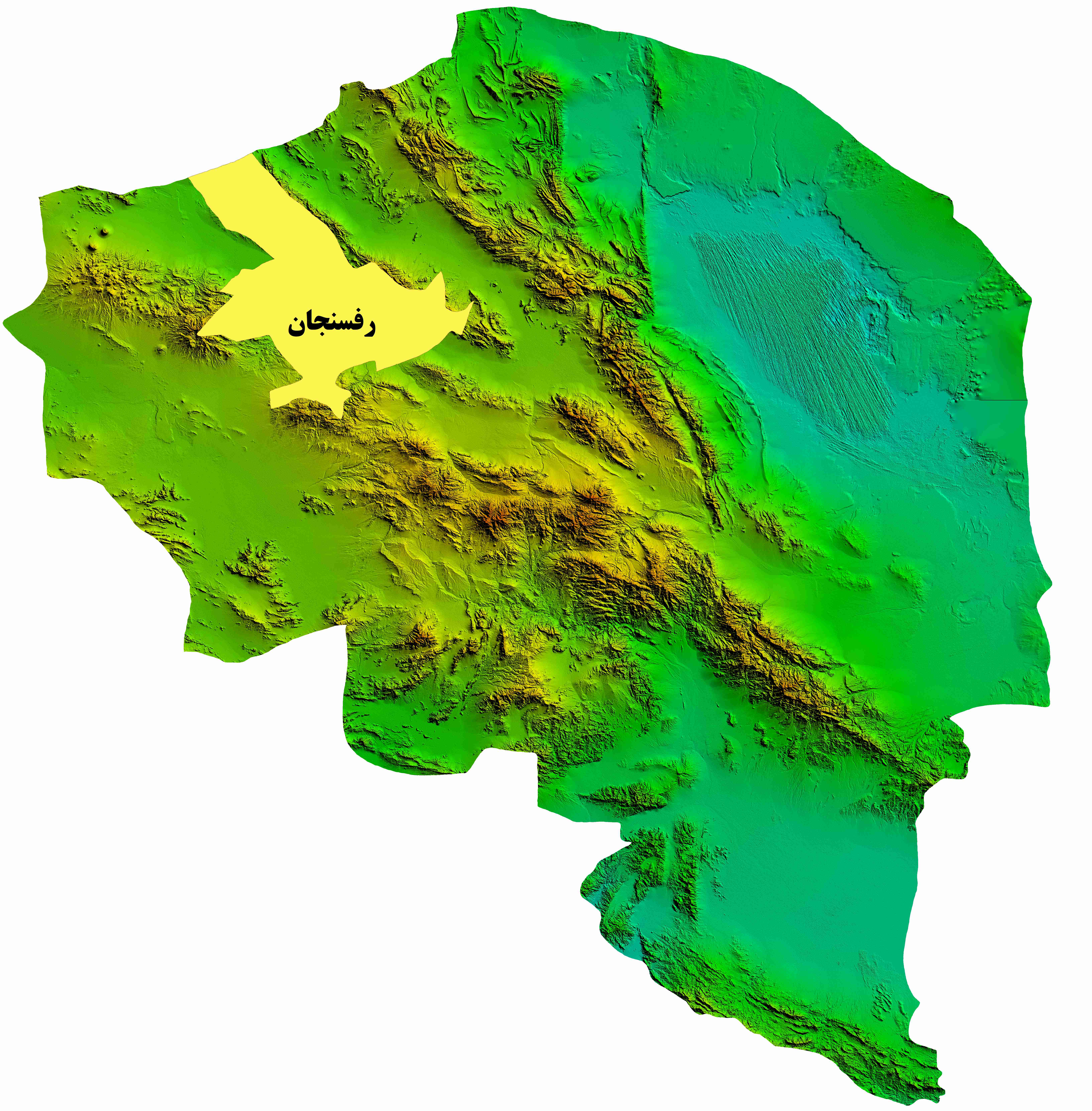 نقشه DEM استان کرمان-شهرستان رفسنجان