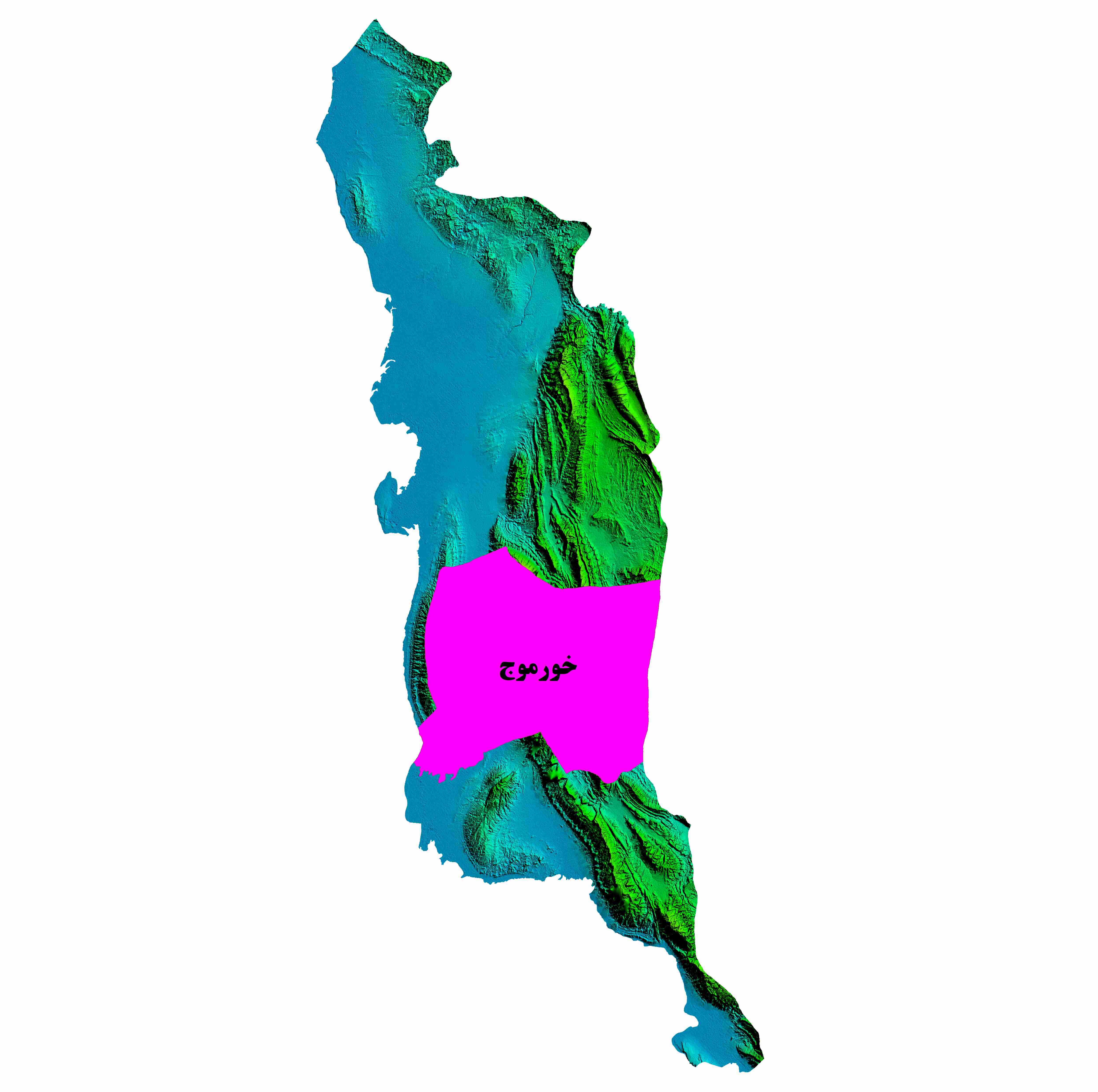 نقشه DEM  استان بوشهر-شهرستان خورموج