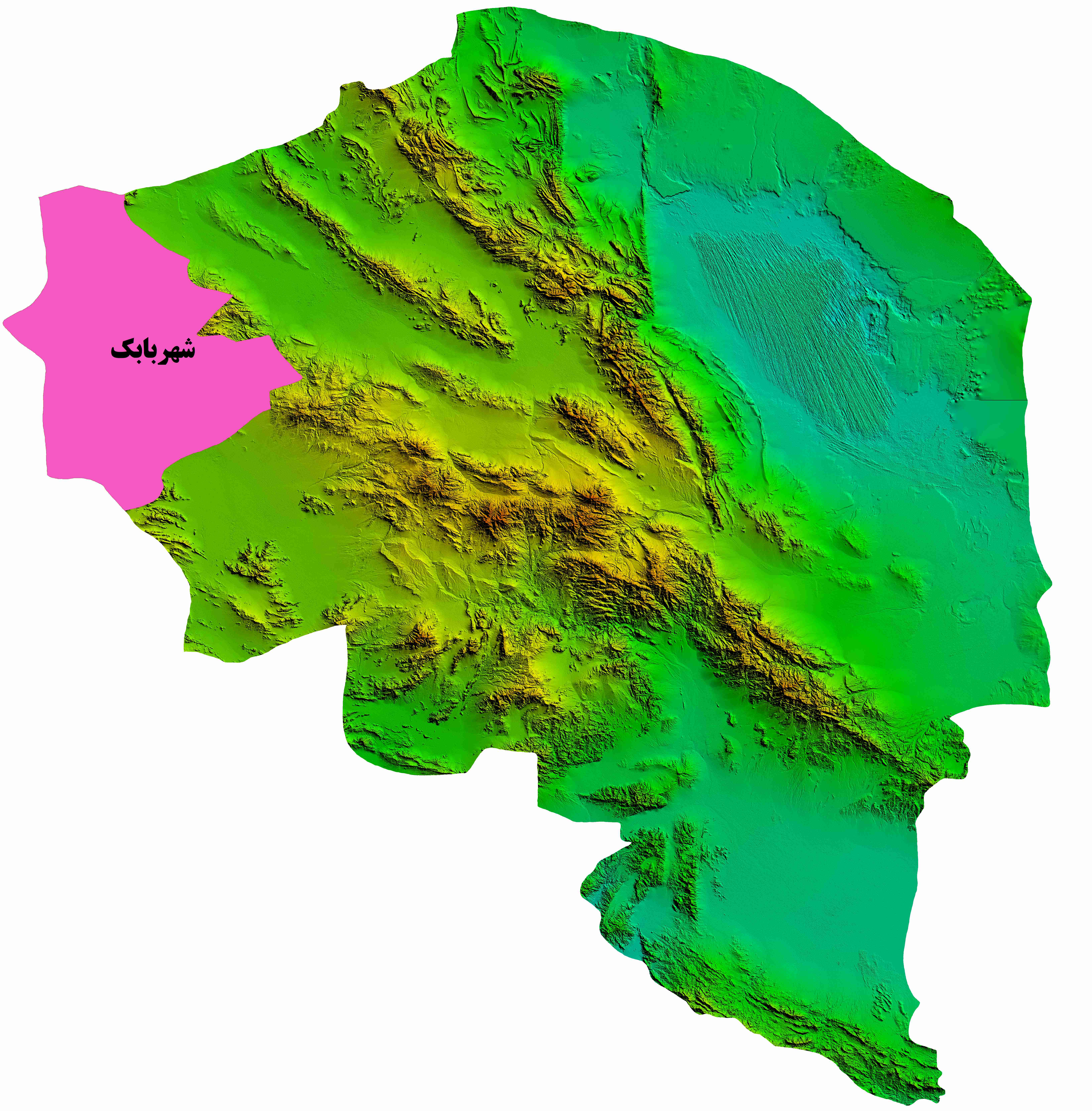 نقشه DEM استان کرمان-شهرستان شهربابک