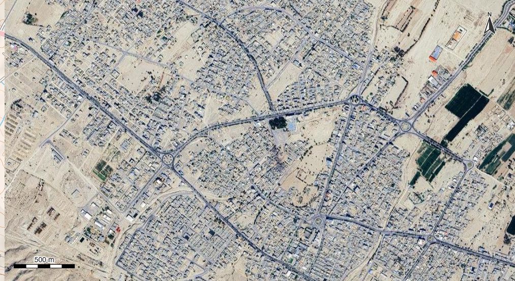 نقشه همراه با تصویر هوایی - ماهواره ای شهر لامرد در اتوکد با مختصات UTM