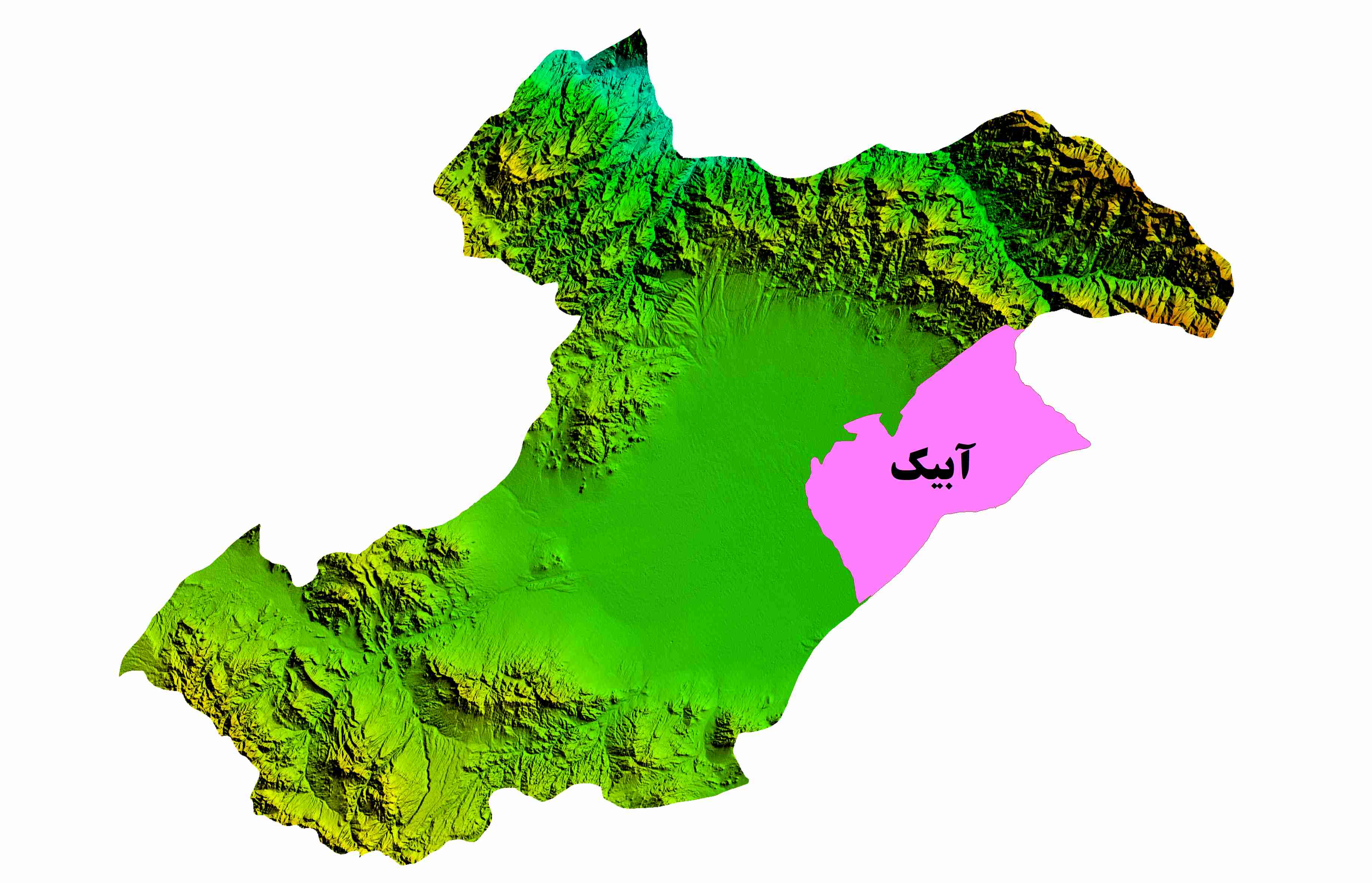 نقشه DEM استان قزوین-شهرستان آبیک