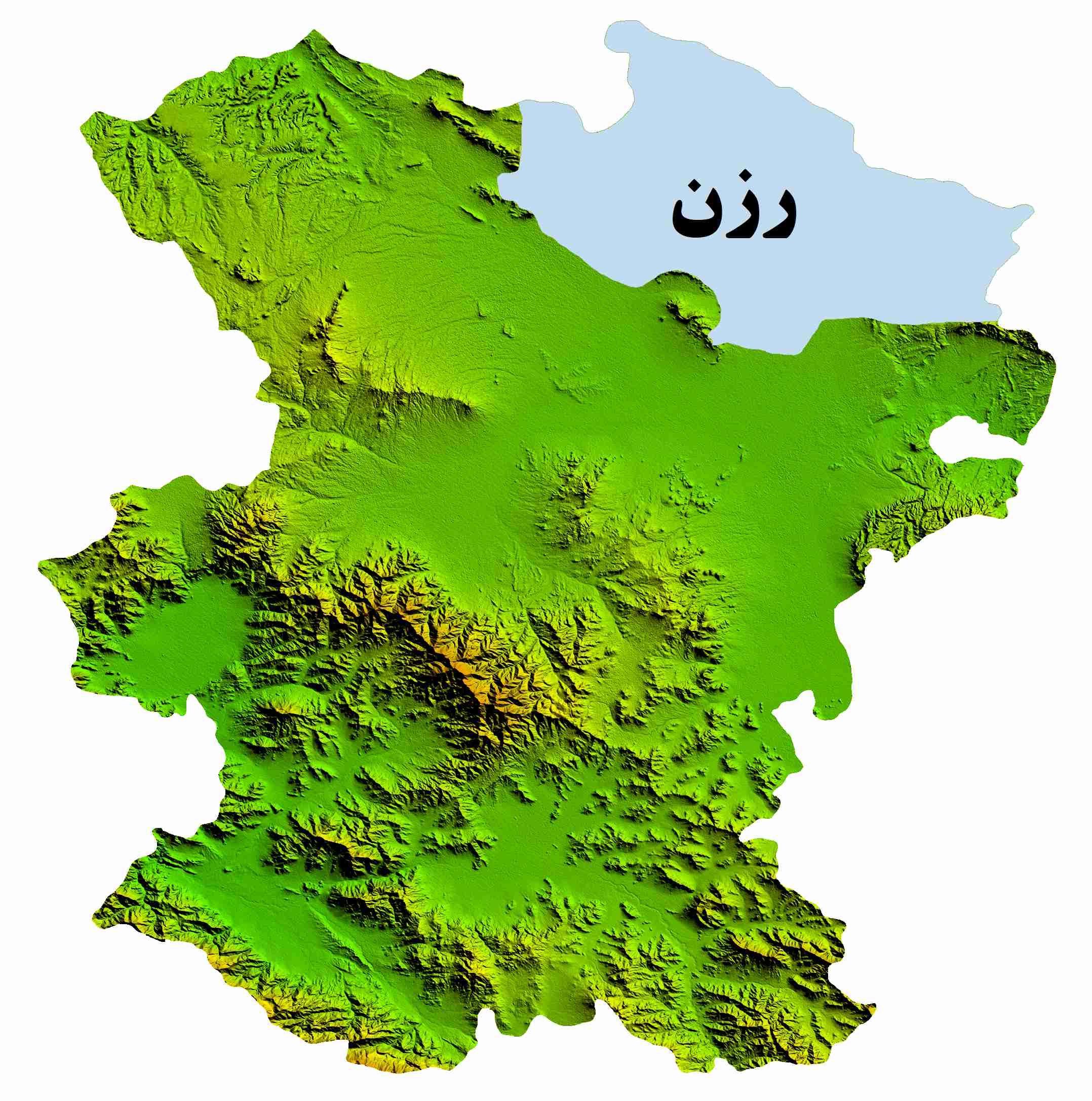 نقشه DEM  استان همدان-شهرستان رزن