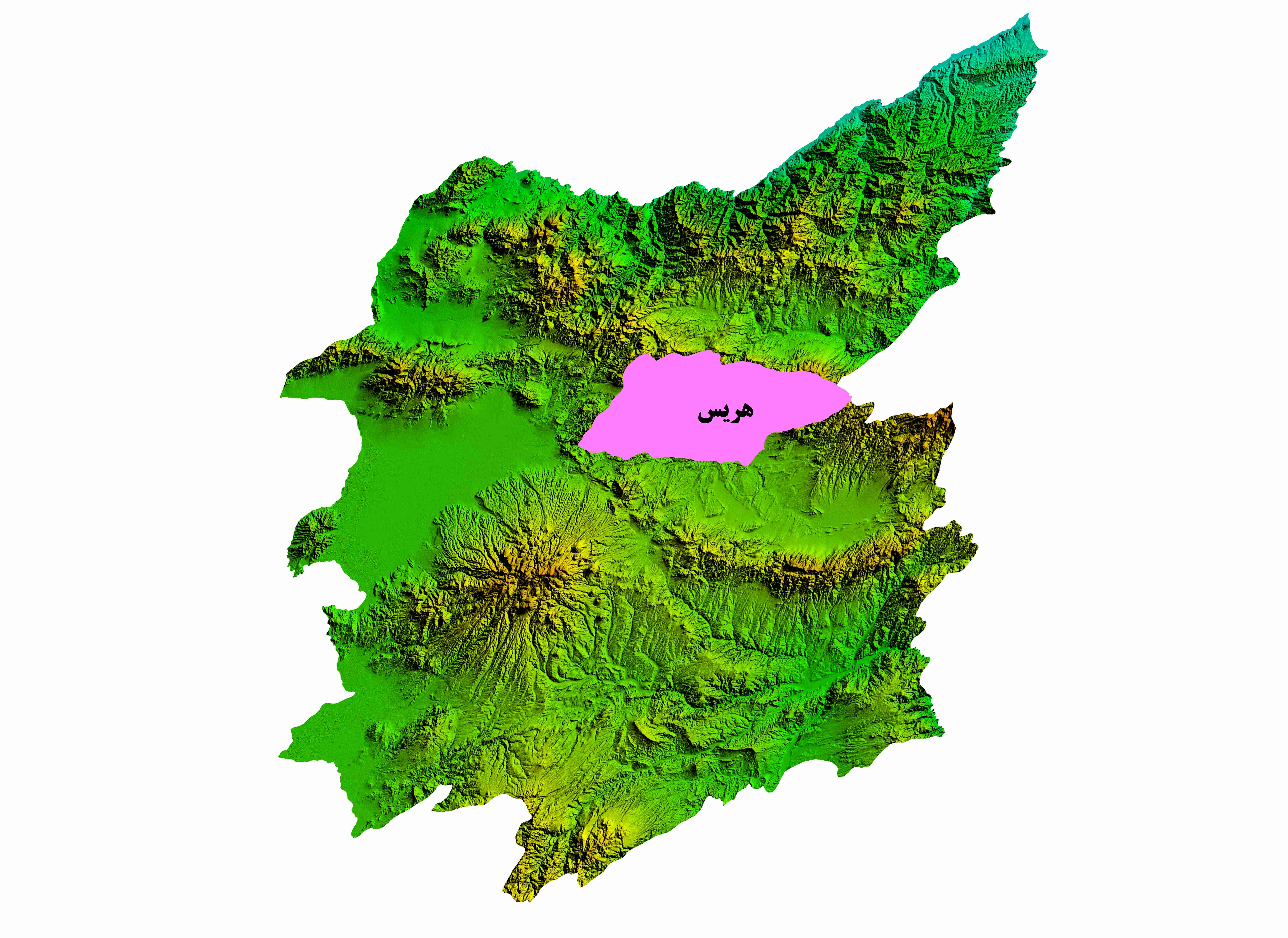 نقشه DEM استان آذربایجان شرقی-شهرستان هریس