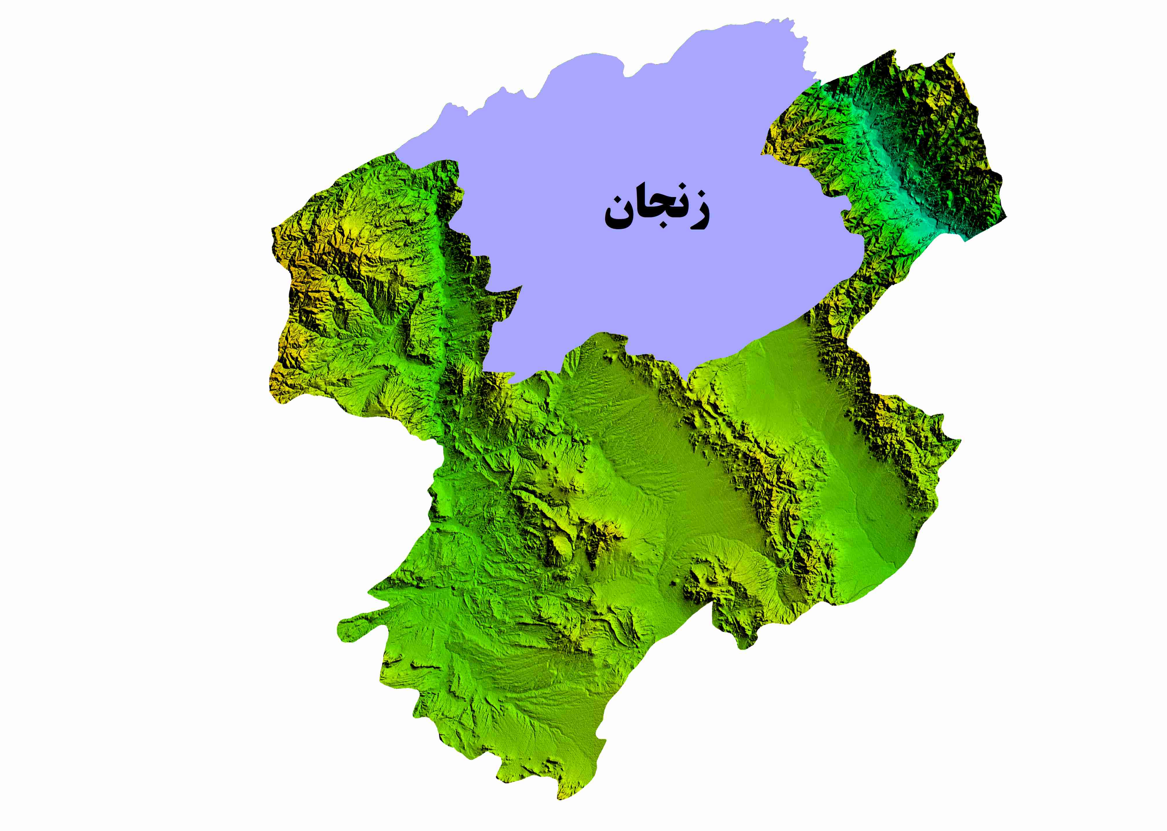نقشه DEM  استان زنجان-شهرستان زنجان
