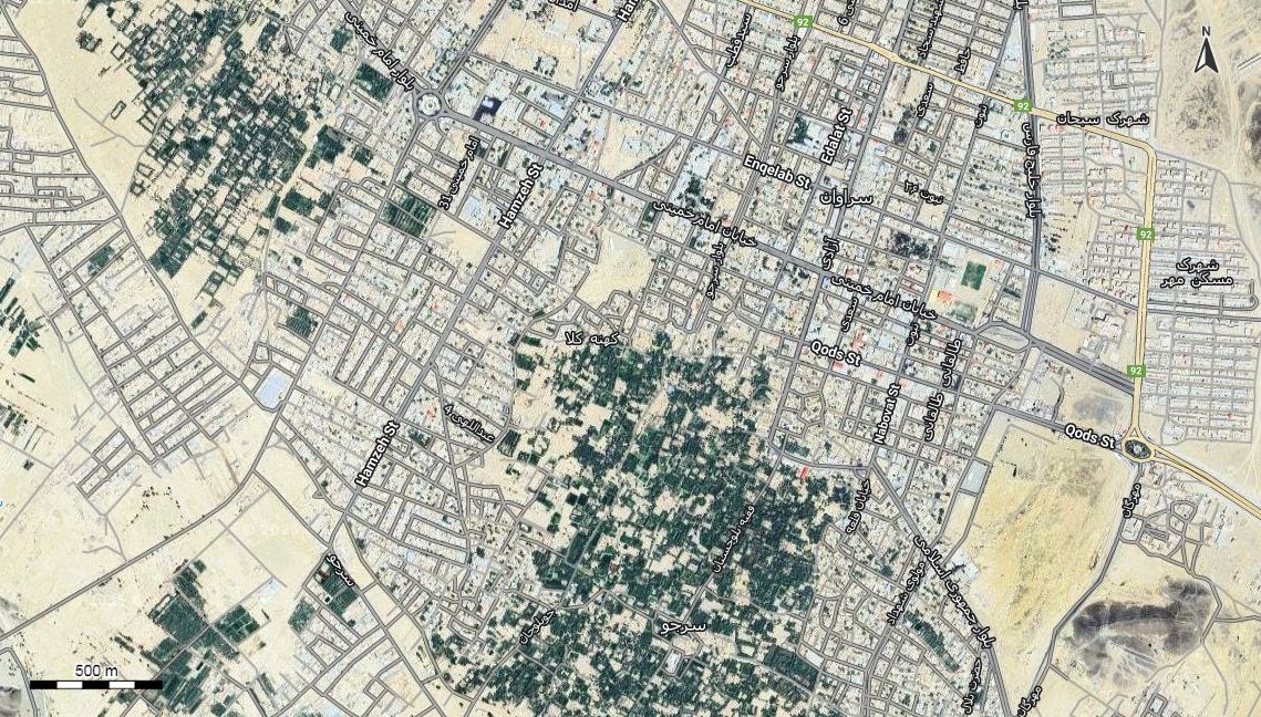 نقشه همراه با تصویر هوایی - ماهواره ای سراوان  در اتوکد با مختصات UTM