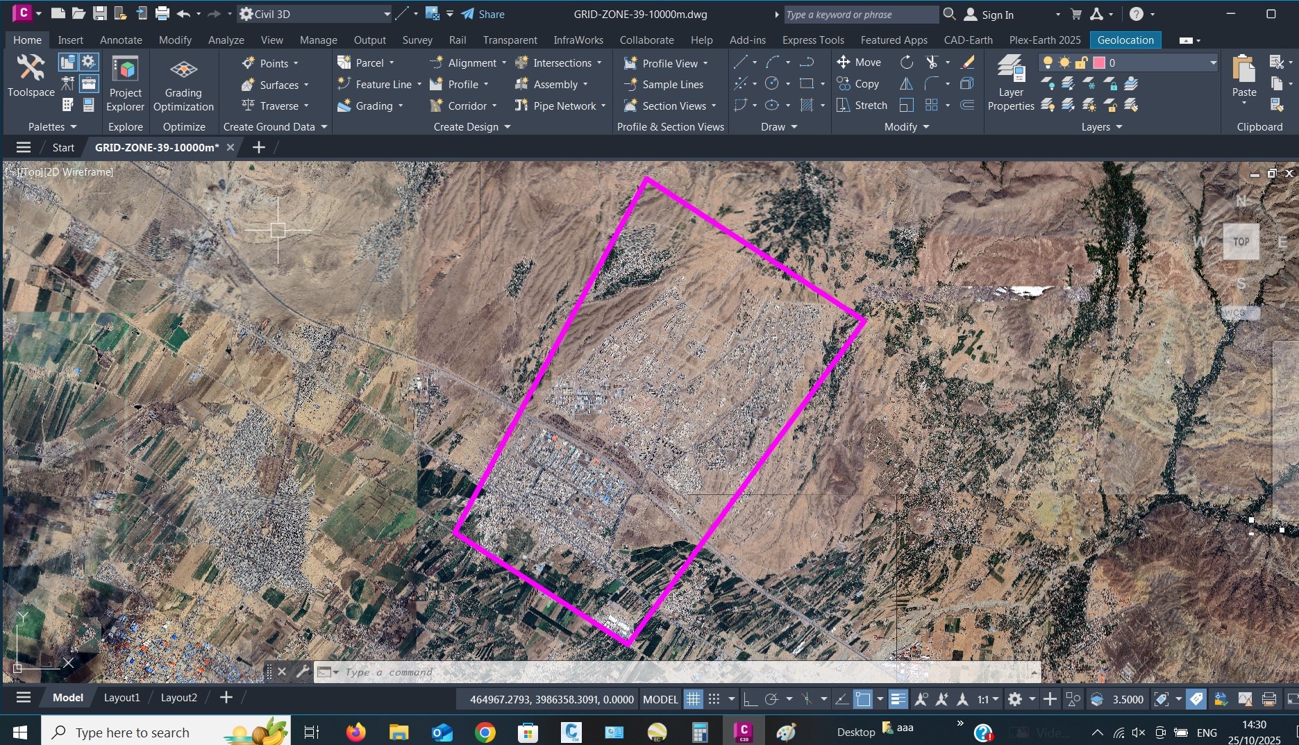 نقشه با تصویر هوایی ماهواره ای شهر هشتگرد با مختصات UTM