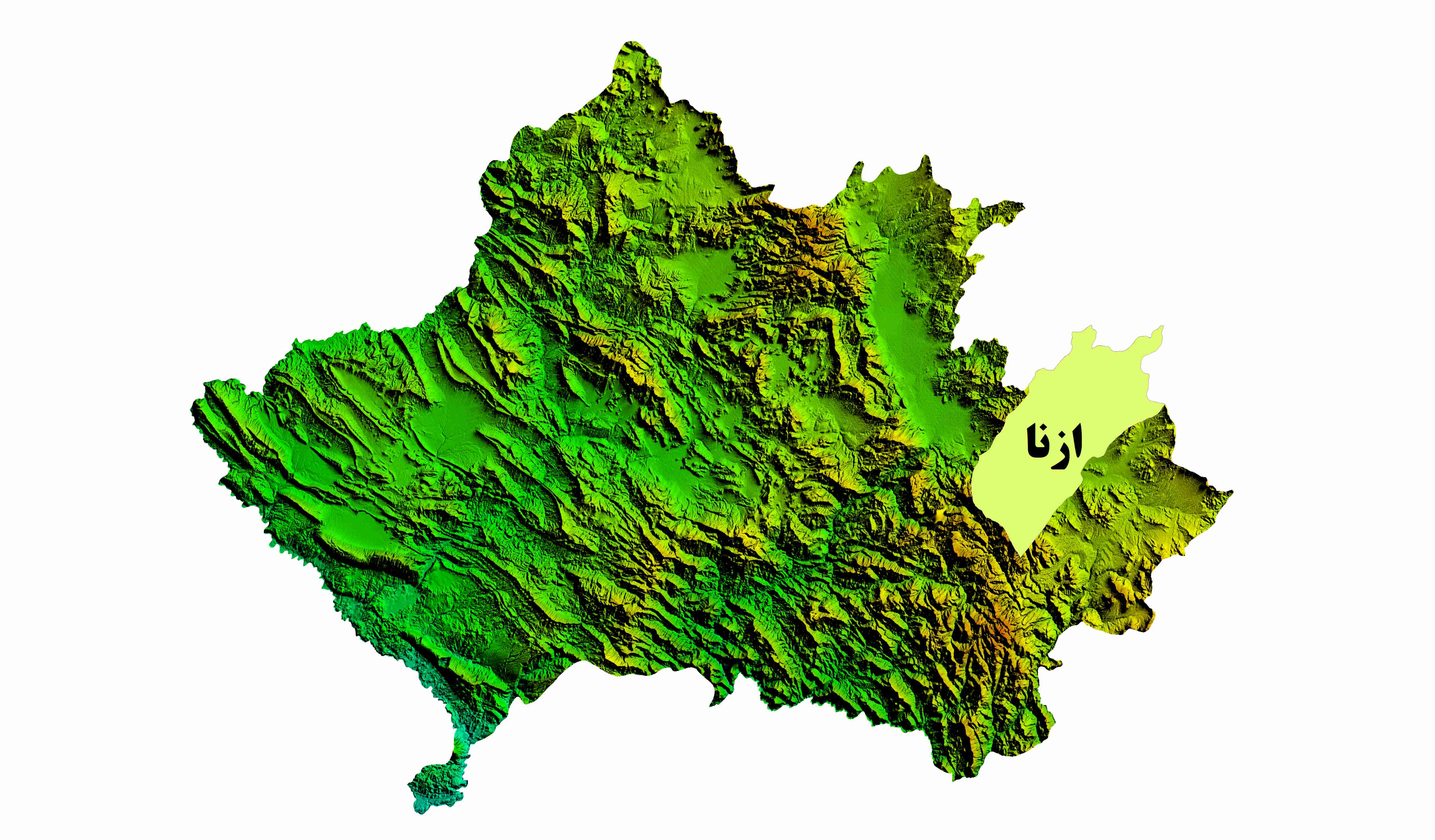 نقشه DEM  استان لرستان-شهرستان ازنا
