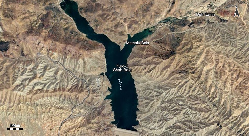 نقشه با تصویر هوایی - ماهواره ای سد ماملو در اتوکد با مختصات UTM