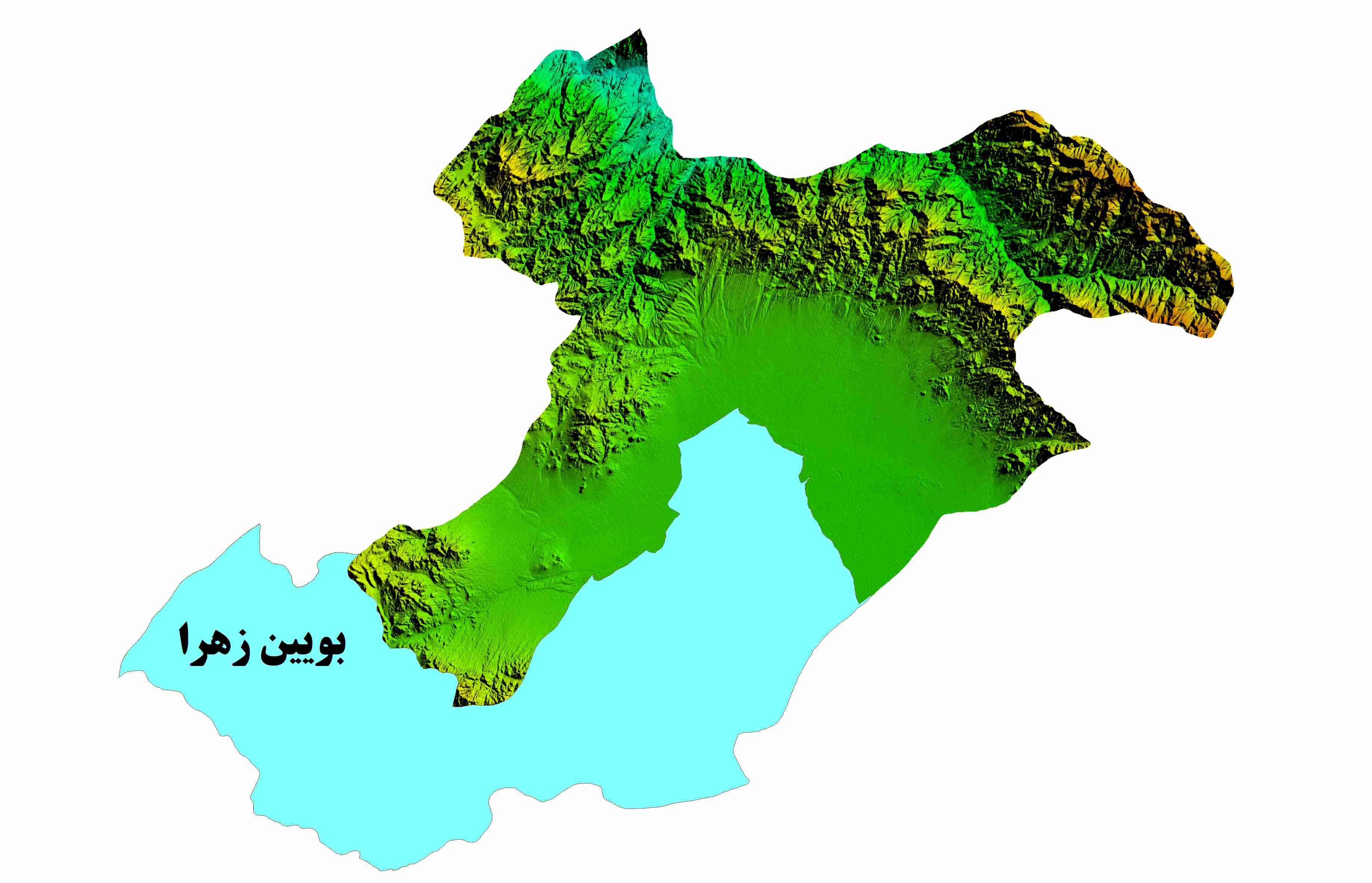 نقشه DEM استان قزوین-شهرستان بویین زهرا