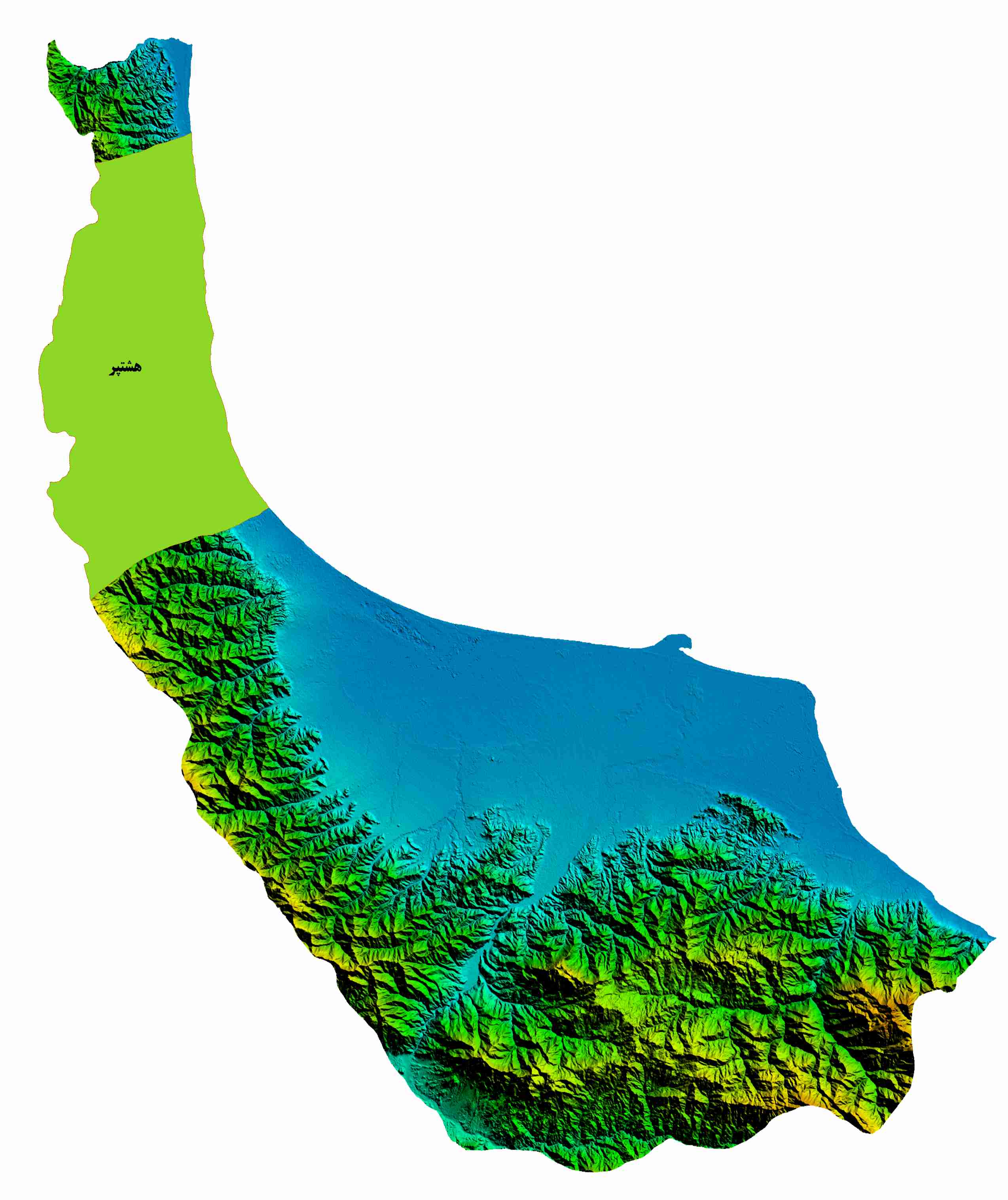 نقشه DEM  استان گیلان -شهرستان هشتپر