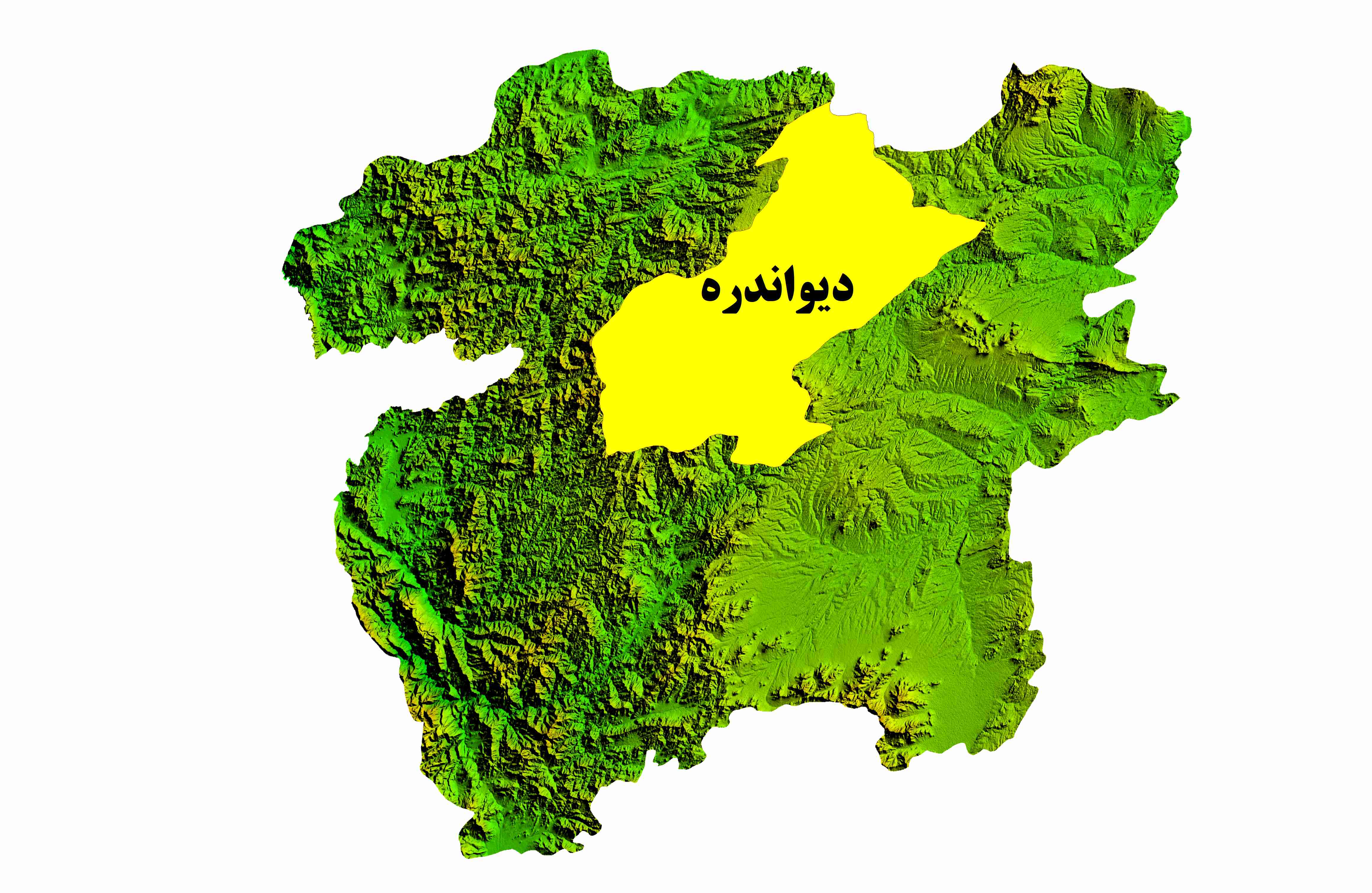 نقشه DEM  استان کردستان- شهرستان دیواندره