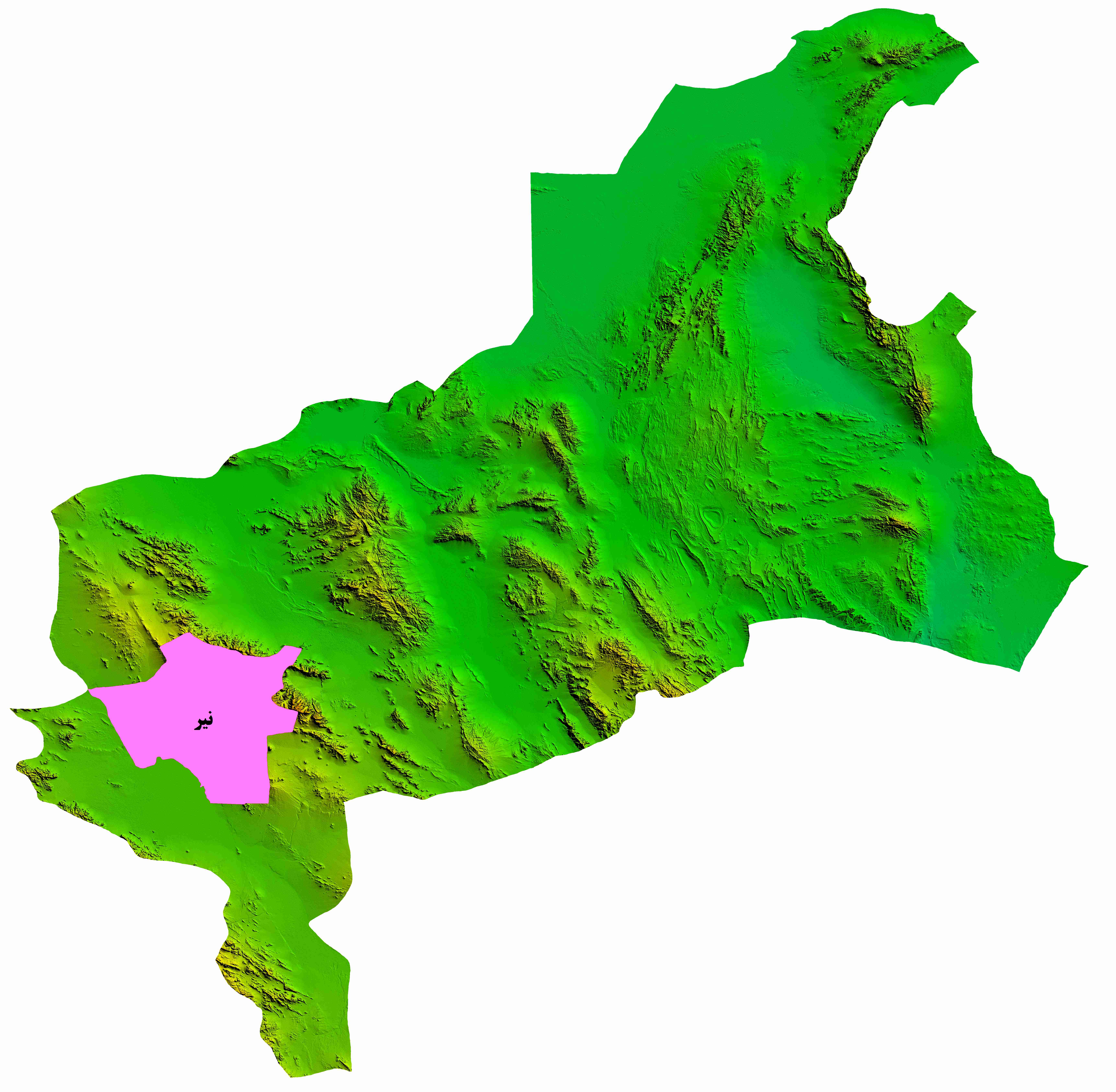 نقشه DEM  استان یزد-شهرستان نیر