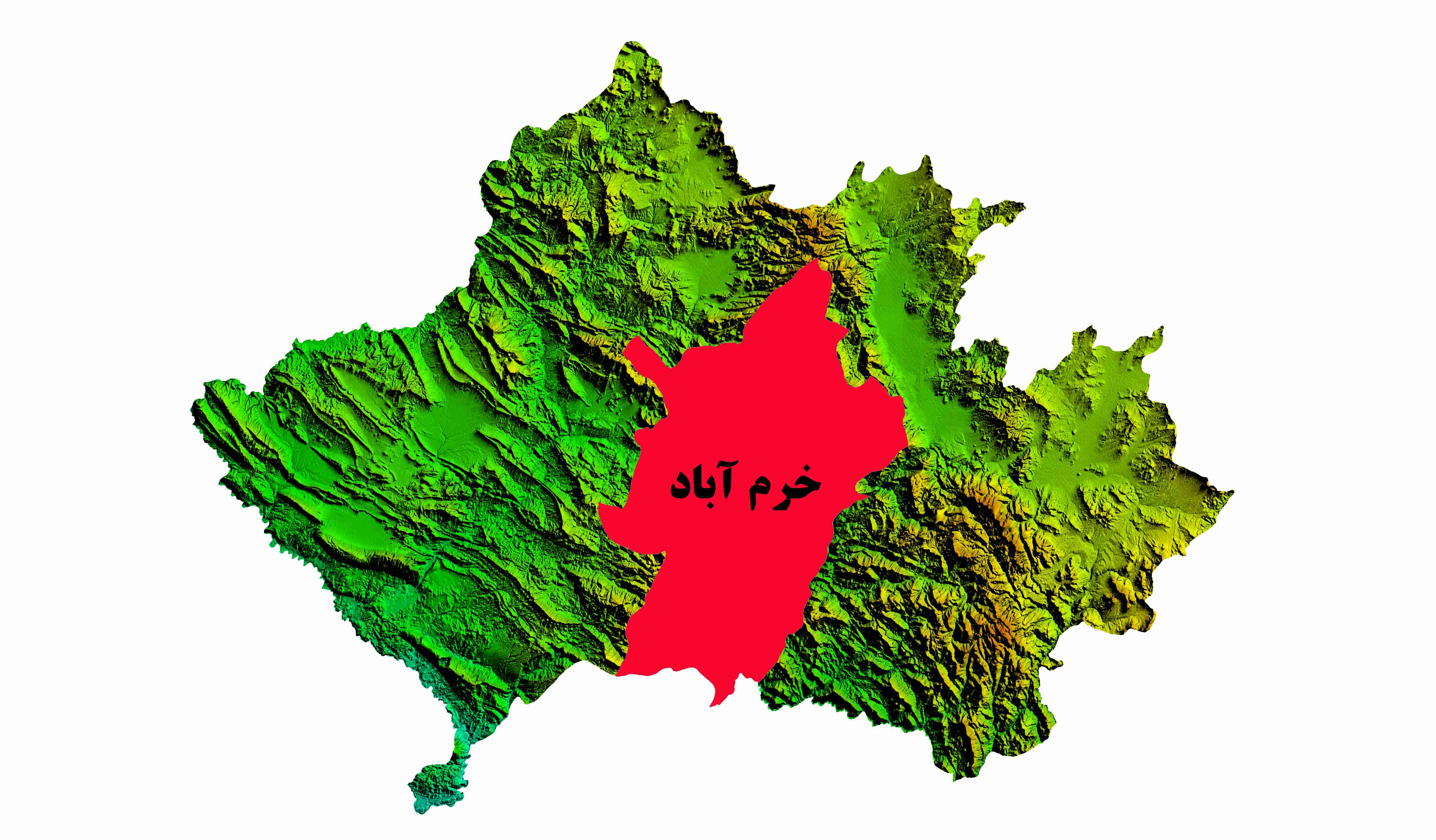 نقشه DEM  استان لرستان-شهرستان خرم آباد